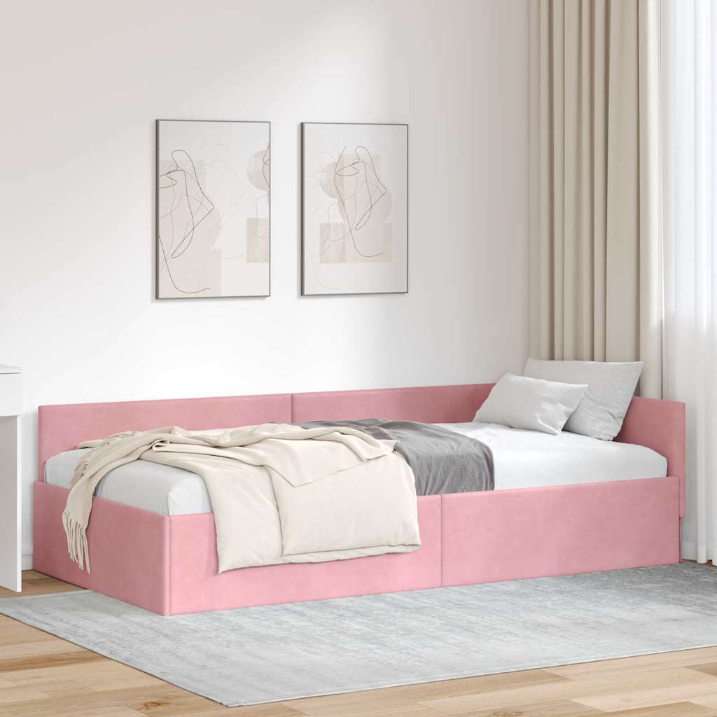 vidaXL Κρεβάτι Γωνίας Ροζ 90 x 200 cm Βελούδο