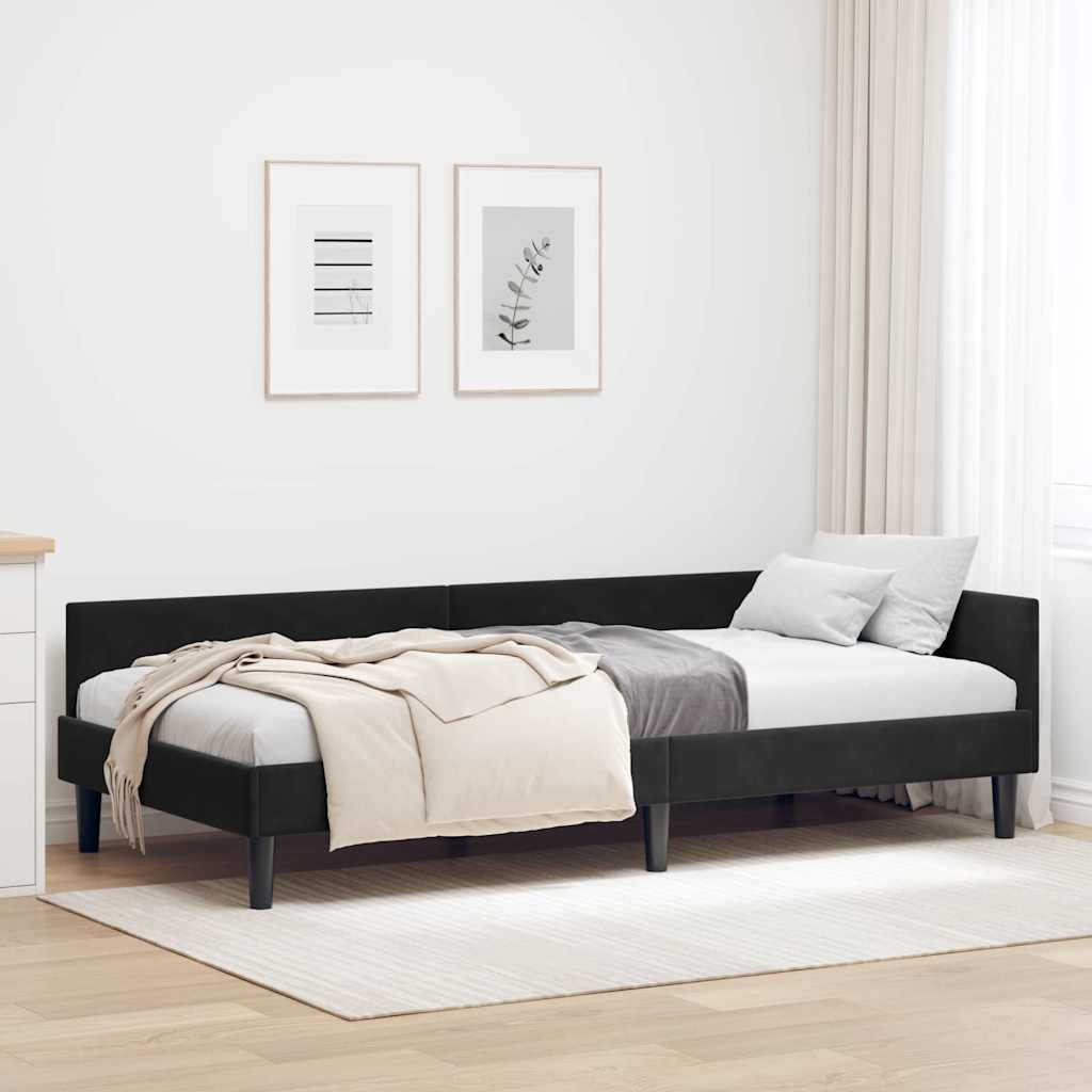 vidaXL Κρεβάτι Γωνίας Μαύρο 100 x 200 cm Βελούδο