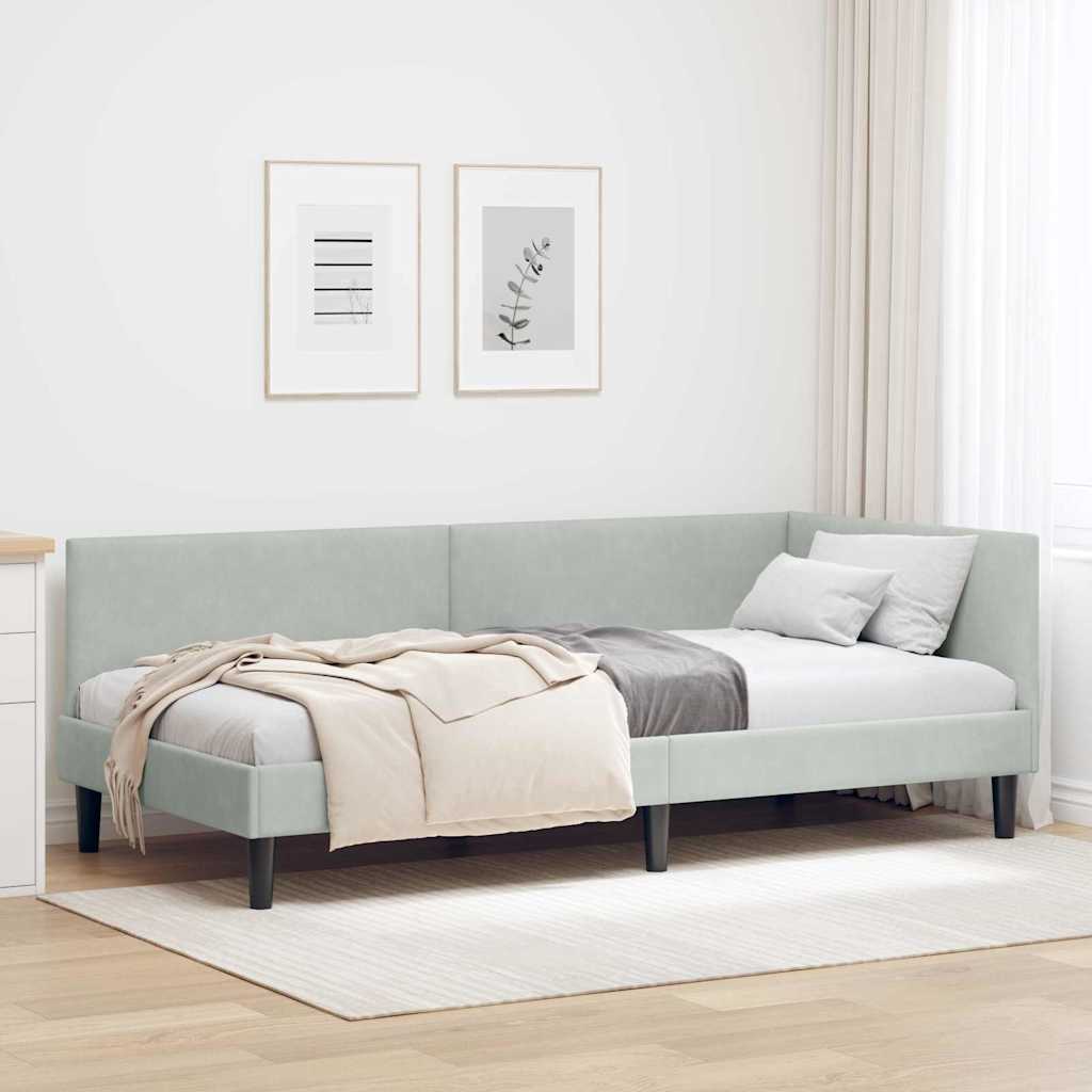 vidaXL Κρεβάτι Γωνίας Ανοιχτό γκρι 80 x 200 cm Βελούδο