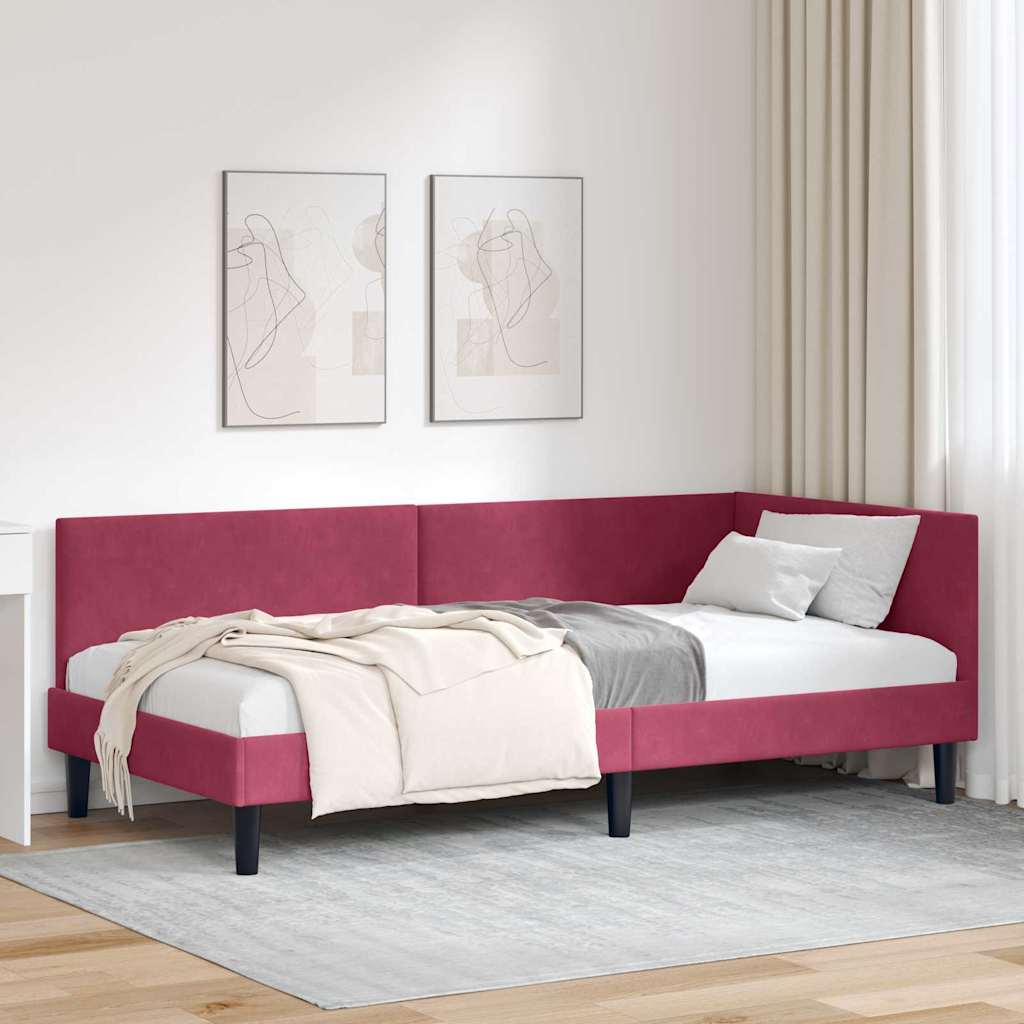 vidaXL Κρεβάτι Γωνίας Κόκκινο 100 x 200 cm Βελούδο