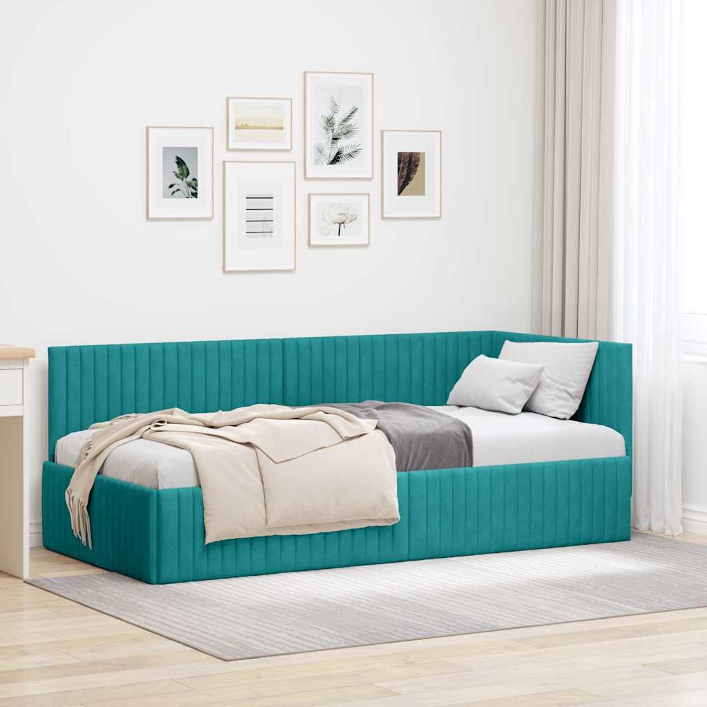 vidaXL Κρεβάτι Γωνίας Τιρκουάζ 90 x 190 cm Βελούδο
