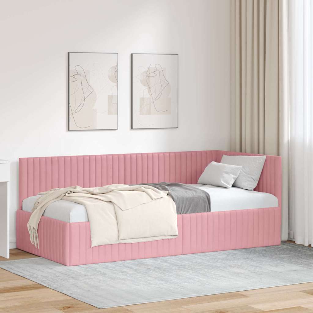 vidaXL Κρεβάτι Γωνίας Ροζ 90 x 200 cm Βελούδο