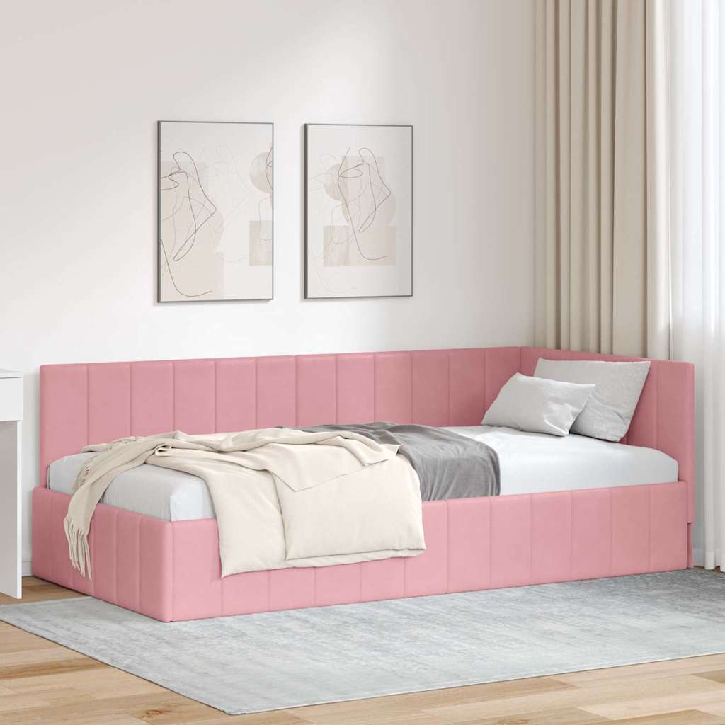 vidaXL Κρεβάτι Γωνίας Ροζ 90 x 200 cm Βελούδο