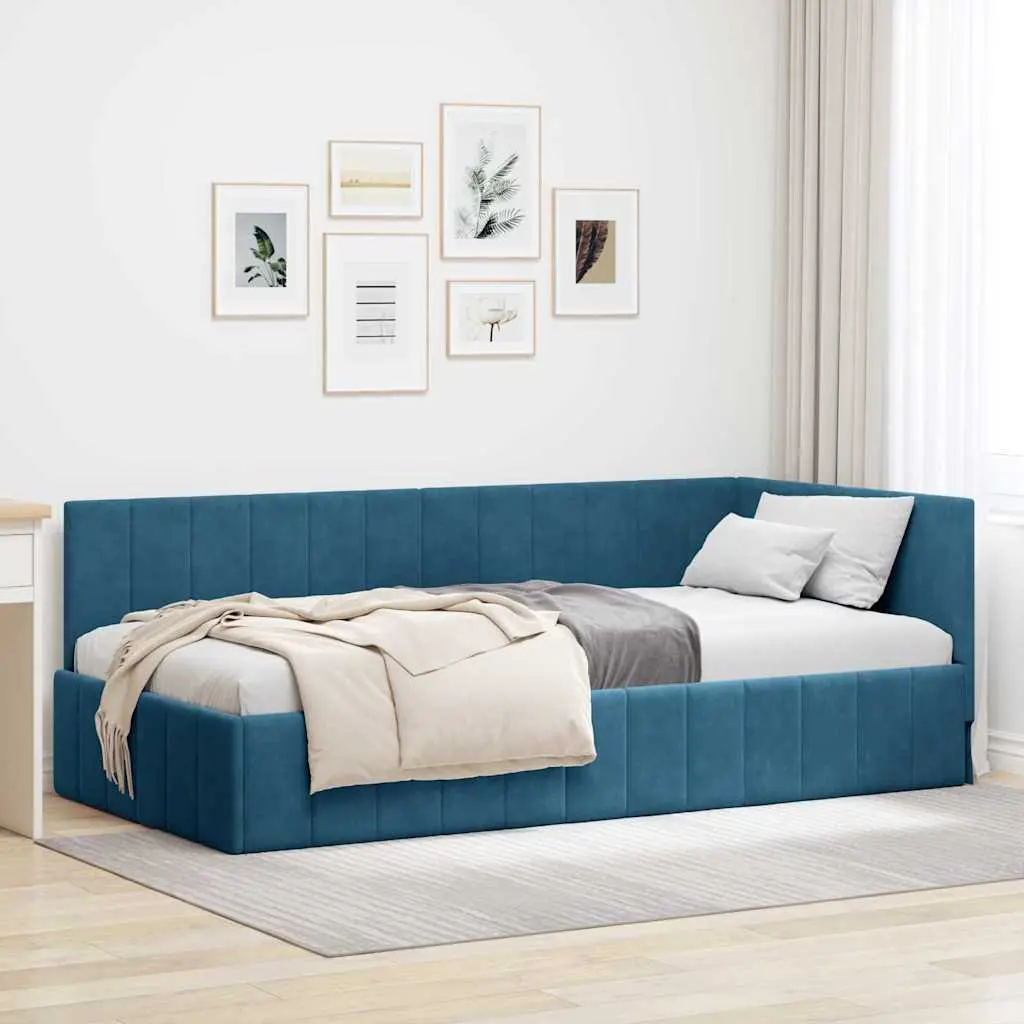 vidaXL Κρεβάτι Γωνίας Μπλε 100 x 200 cm Βελούδο