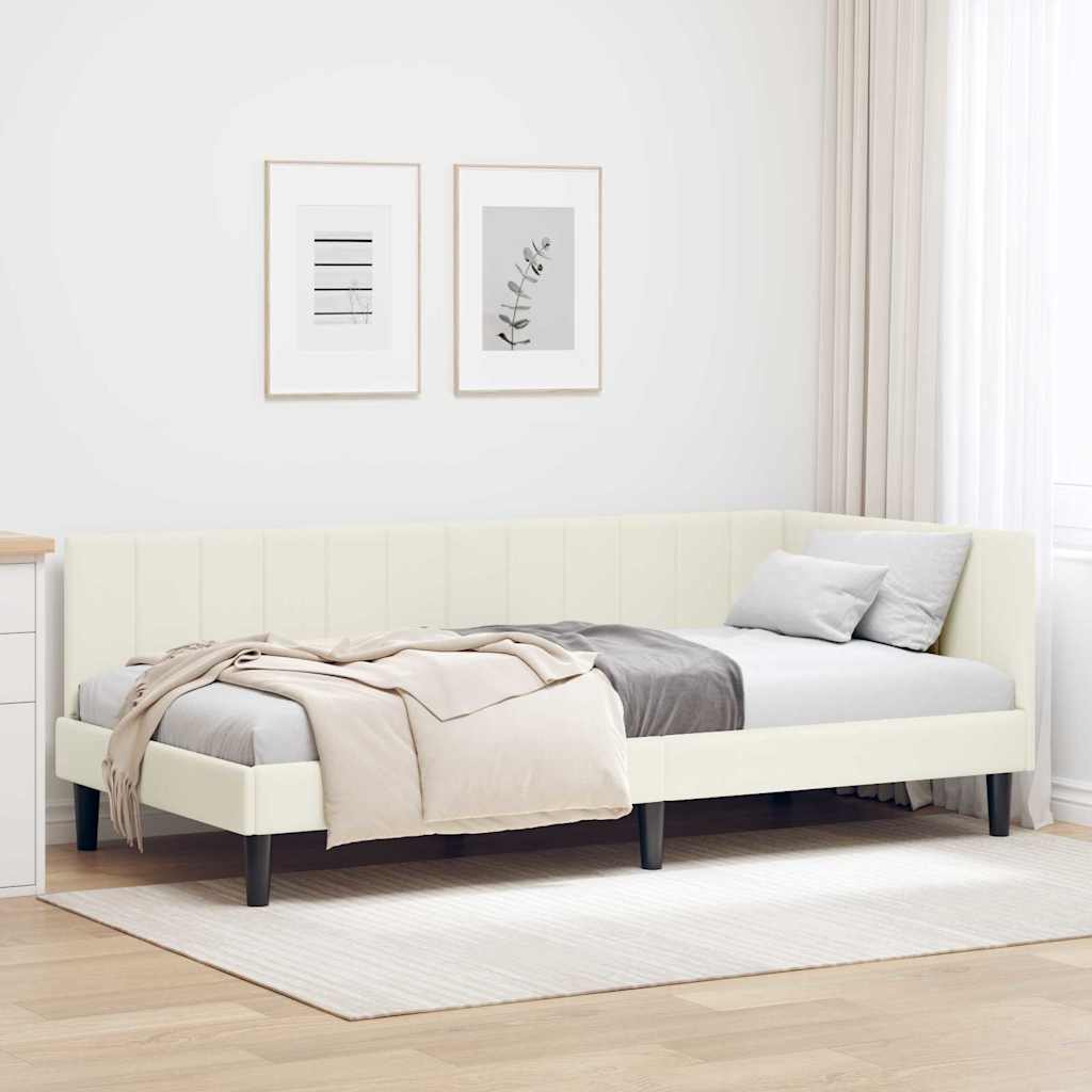 vidaXL Κρεβάτι Γωνίας Κρεμ 90 x 200 cm Βελούδο