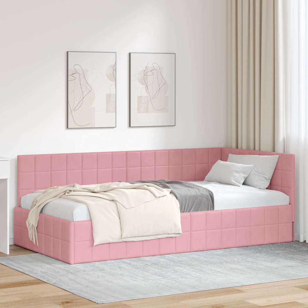 vidaXL Κρεβάτι Γωνίας Ροζ 90 x 200 cm Βελούδο