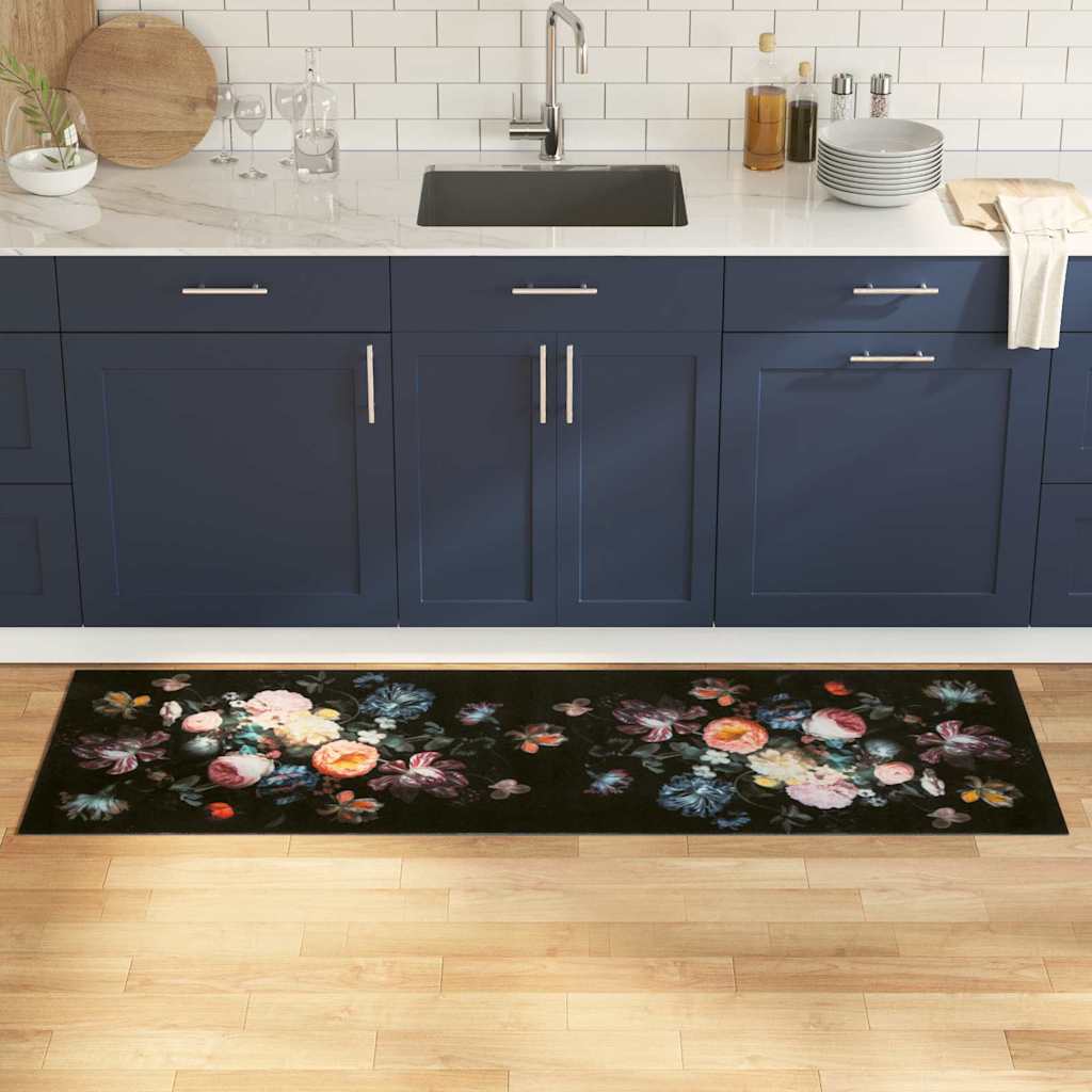 vidaXL Χαλί Κουζίνας Μαύρο 180 x 60 cm Βελούδο