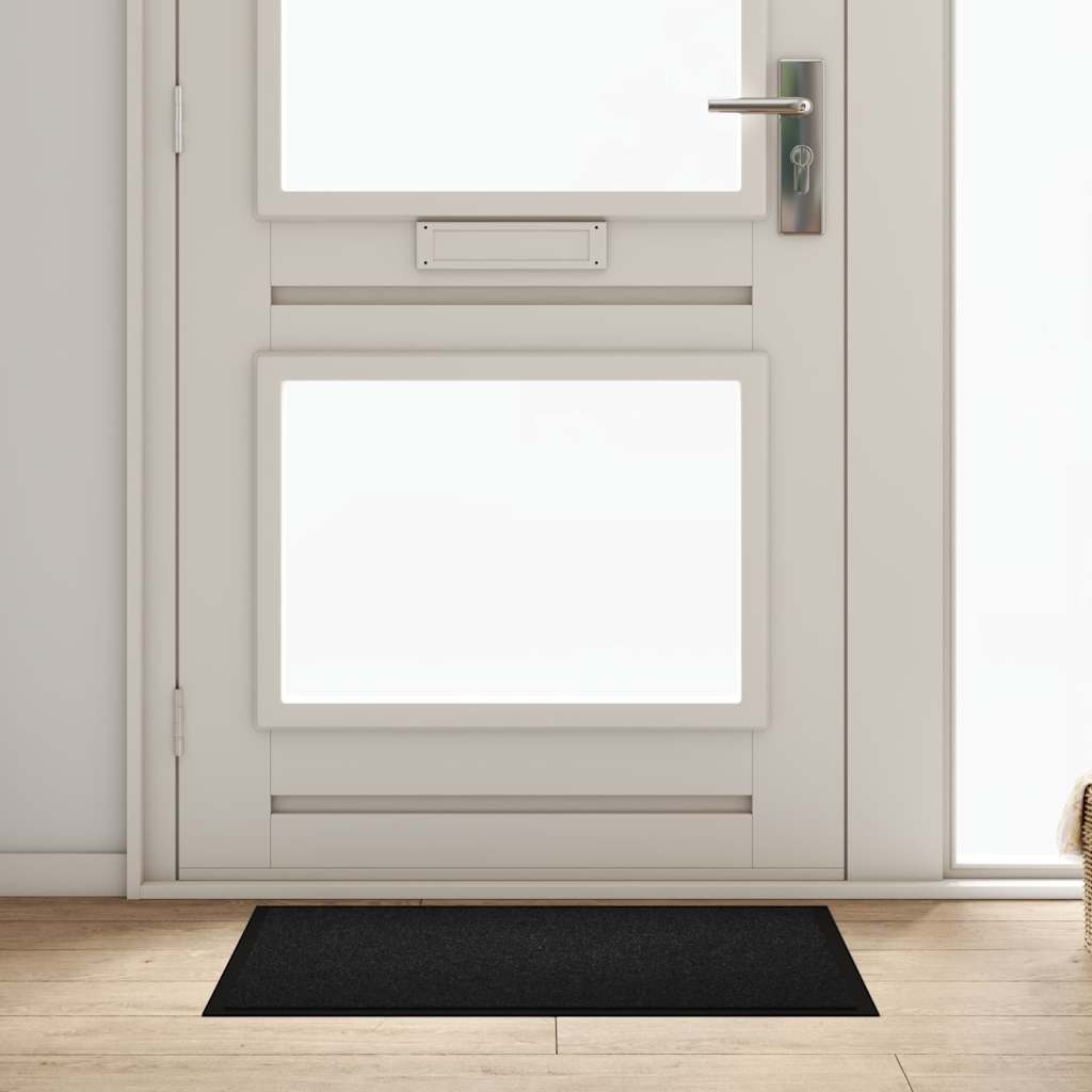 vidaXL Χαλάκι Εξώπορτας Μαύρο 60 x 80 x 1,2 εκ. Ύφασμα τέντι