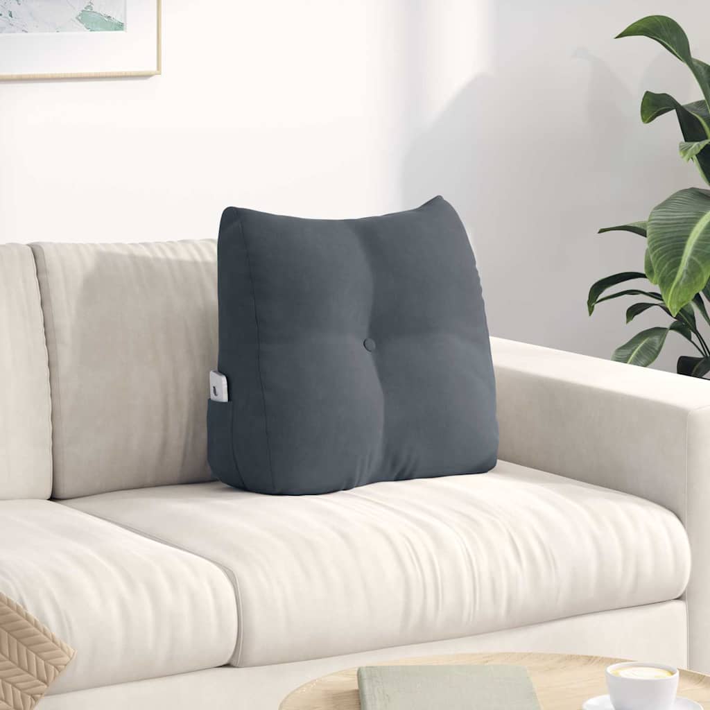 vidaXL Μαξιλάρι Πλάτης Σκούρο Γκρι 45 x 50 x 24 cm Βελούδο