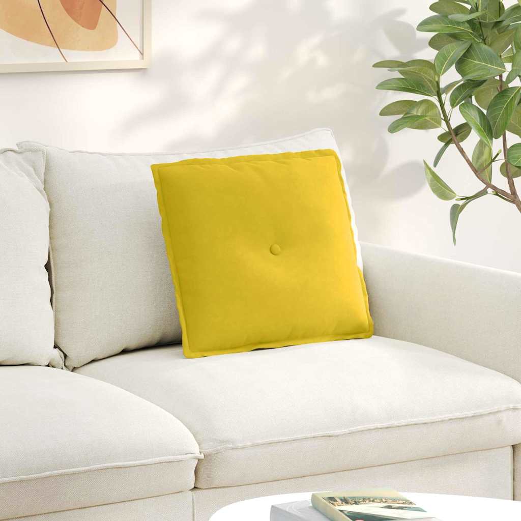 vidaXL Μαξιλάρι Πλάτης Κίτρινο 50 x 45 x 19 cm Υφασμάτινο Κορντουρά