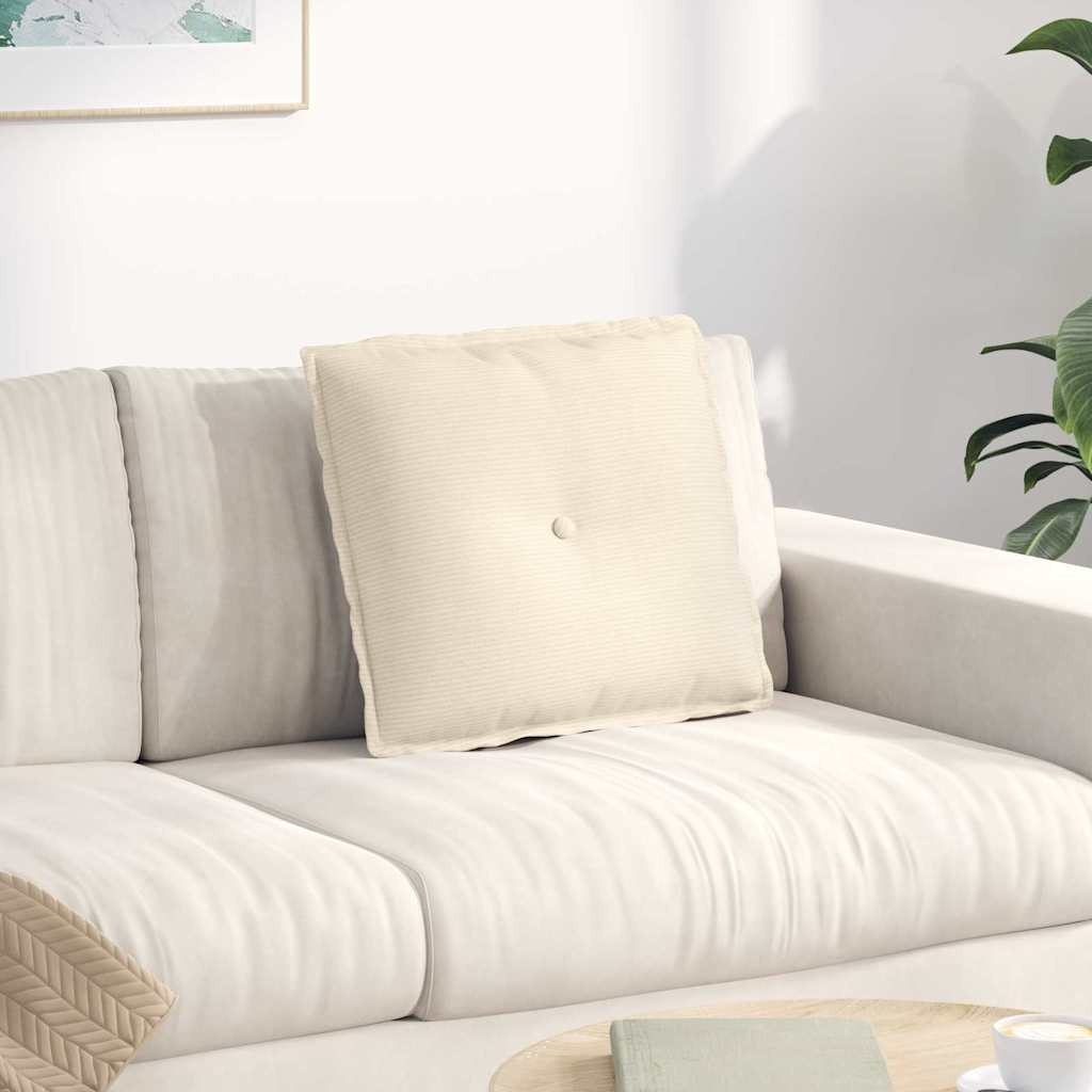 vidaXL Μαξιλάρι Πλάτης Κρεμ 50 x 45 x 19 cm Υφασμάτινο Κορντουρά