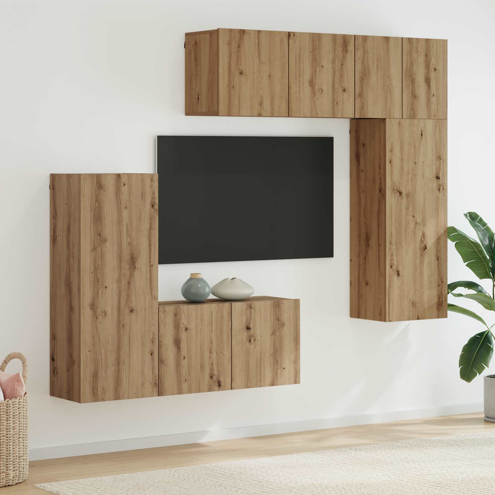 vidaXL Μονάδα Τοίχου Τηλεόρασης 5 τμχ. Artisan Oak Επεξεργασμένο Ξύλο