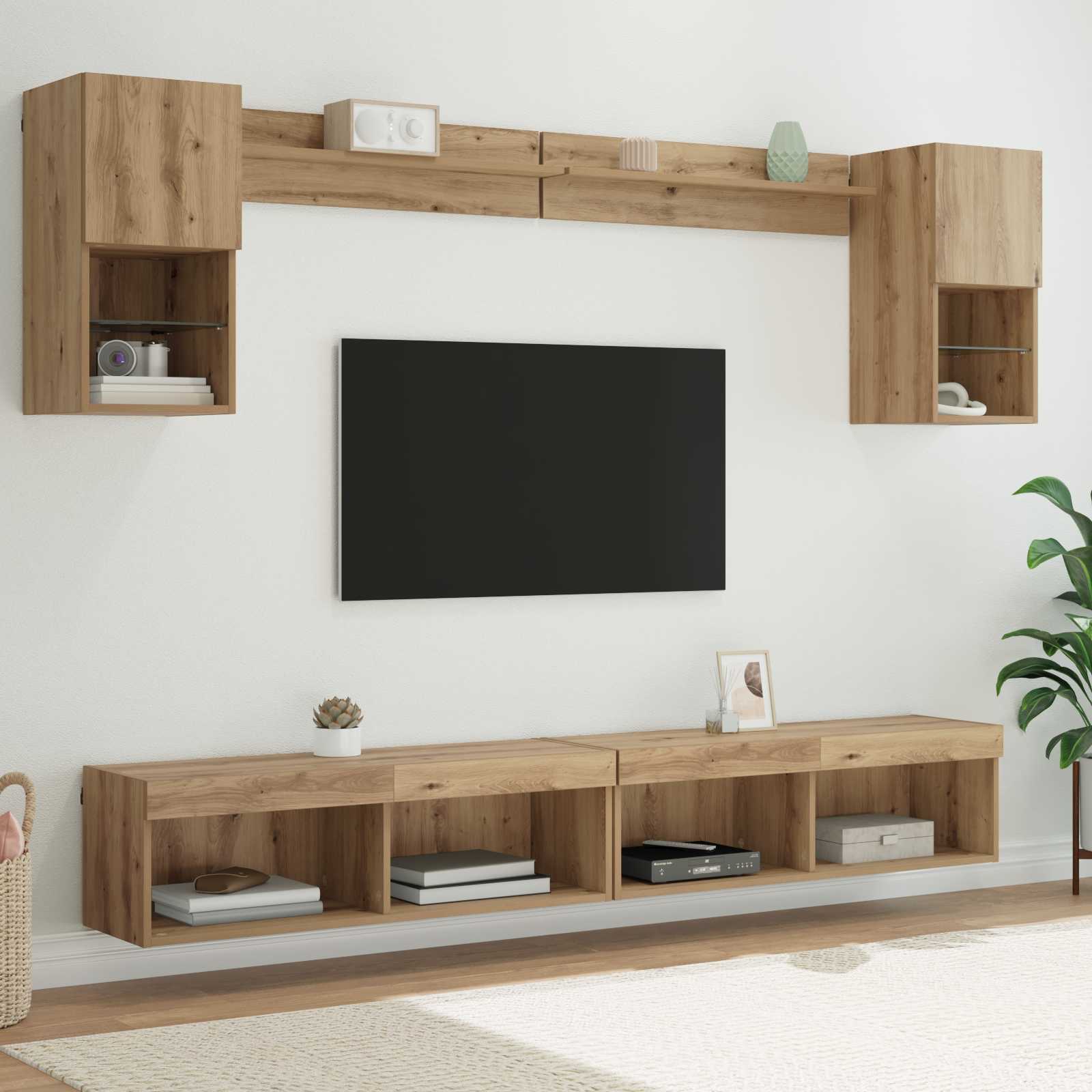 vidaXL Μονάδες Τοίχου ΤV με LED 6 τμχ. Artisan Oak