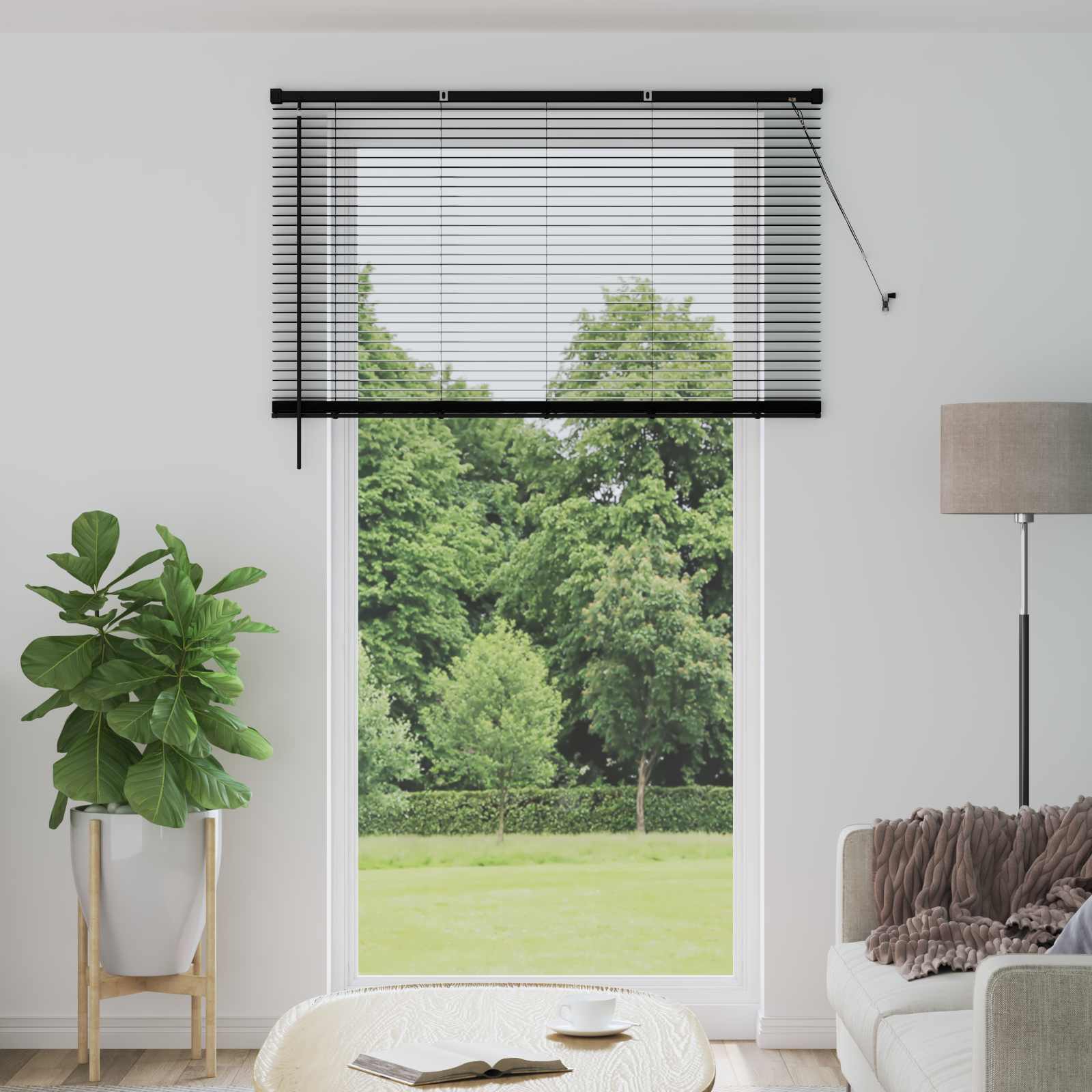 vidaXL Βενετσιάνικη Σκίαση Μαύρο 213 x 130 εκ 25 mm PVC