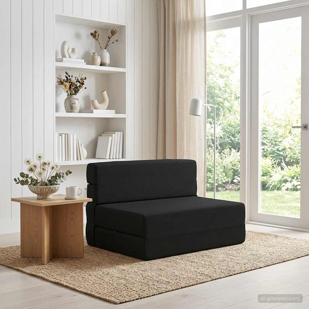 vidaXL Κρεβάτι Καναπέ Αναδιπλούμενο Μαύρο 70 x 80 x 60 cm Ύφασμα