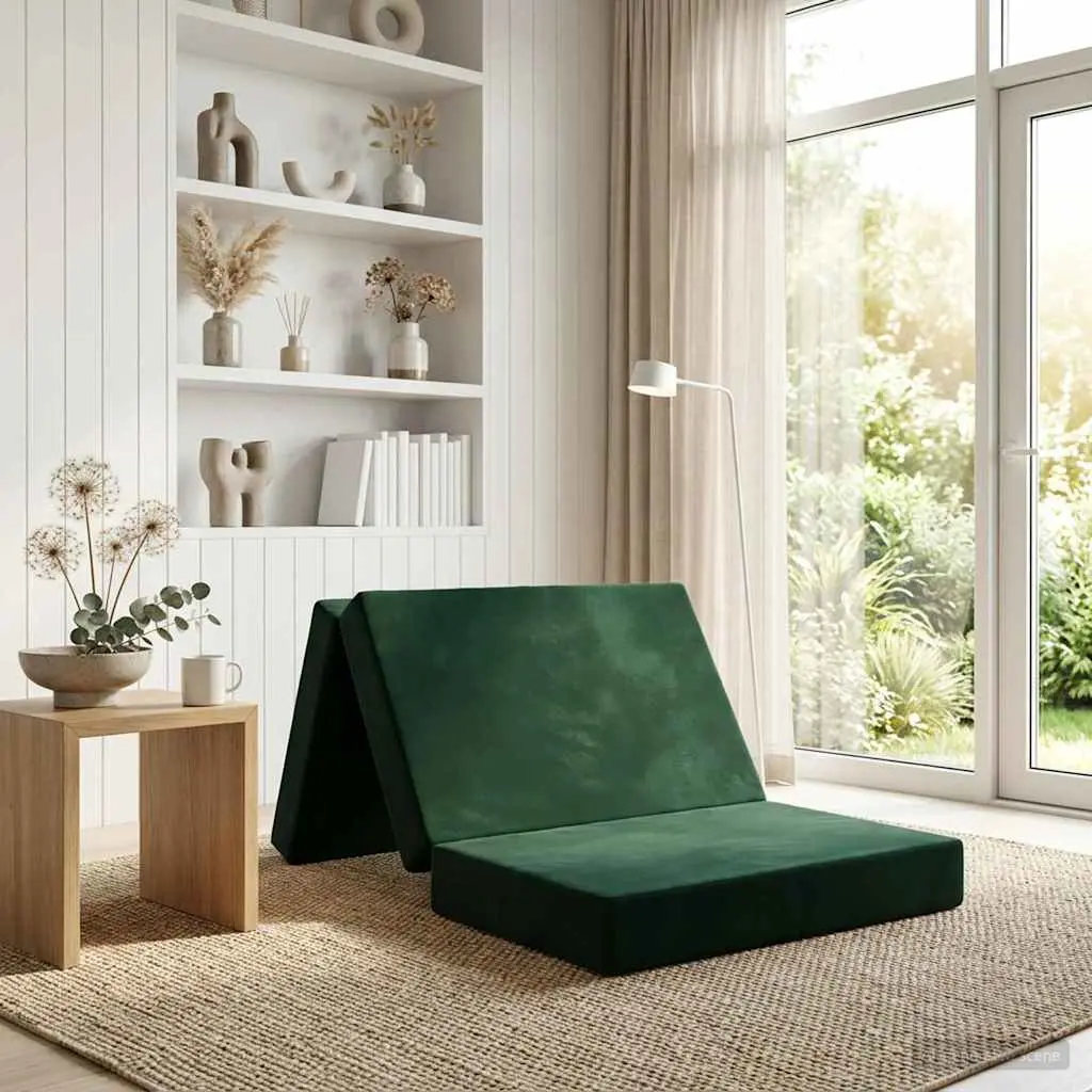 vidaXL Κρεβάτι Καναπέ Αναδιπλούμενο 90 x 67 x 45 cm Σκούρο Πράσινο