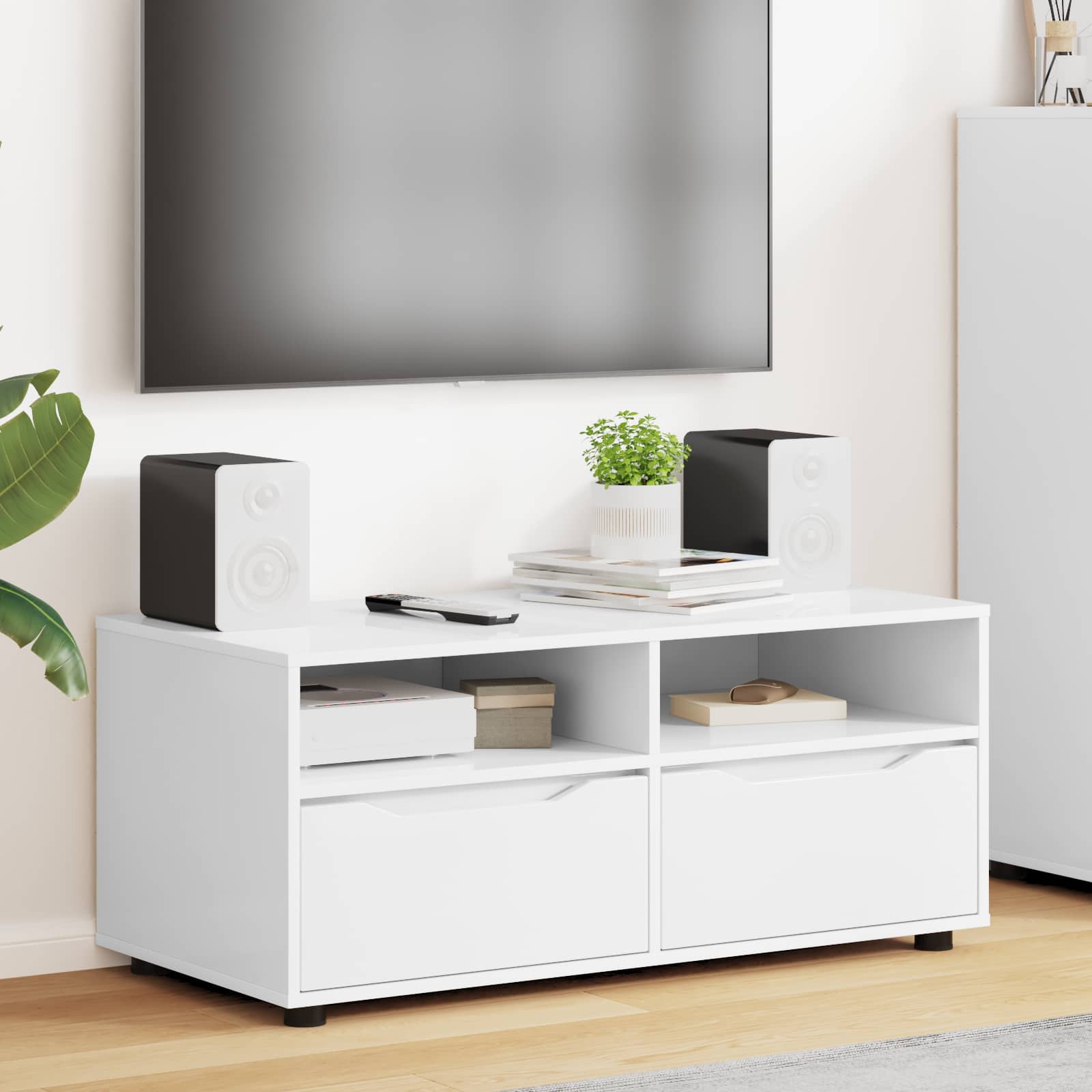vidaXL Ντουλάπι TV 100 x 48 x 43 εκ. Λευκό Επεξεργασμένο Ξύλο