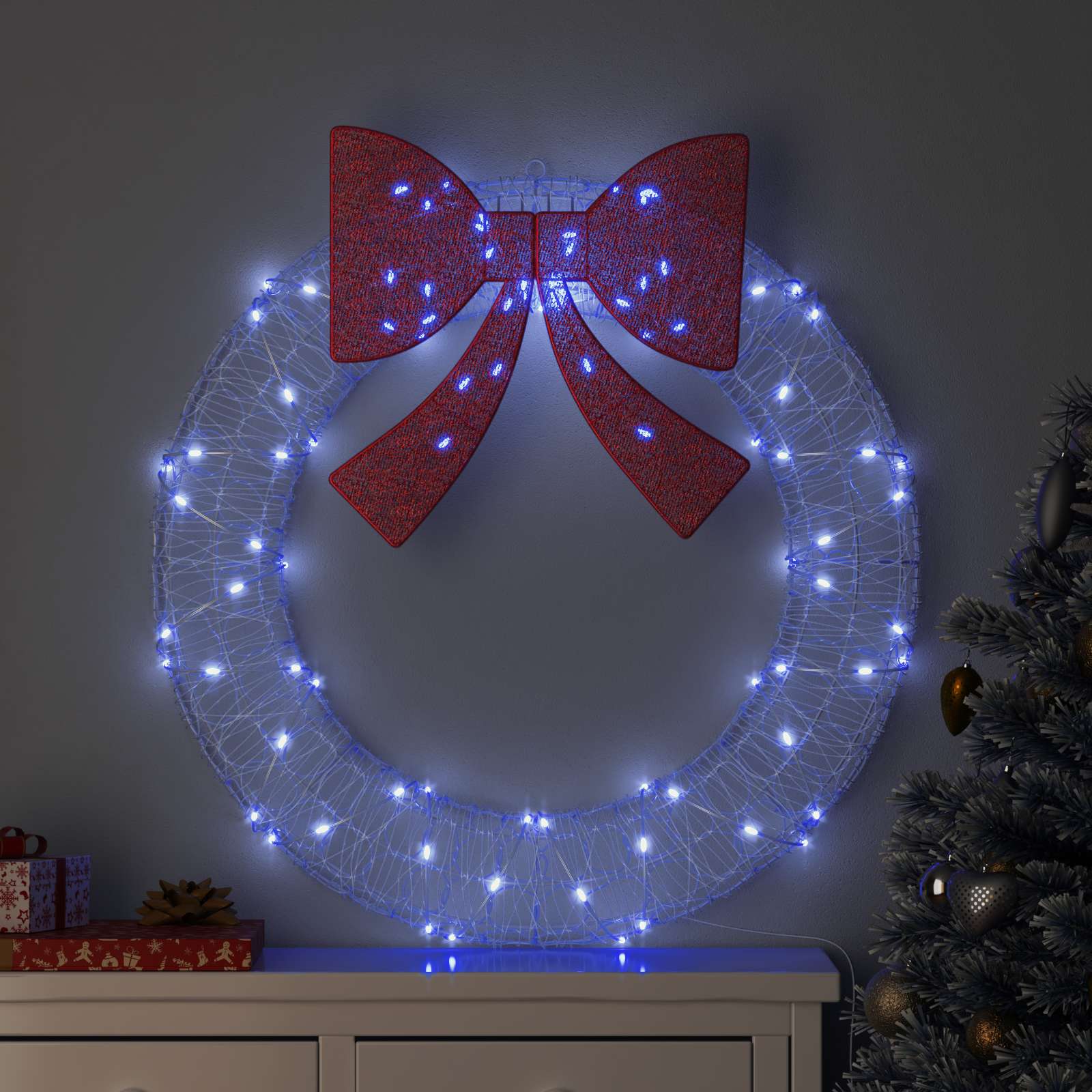 vidaXL Στεφάνι 80 LED Μπλε 92 x 92 x 9,5 εκ Ακρυλικό