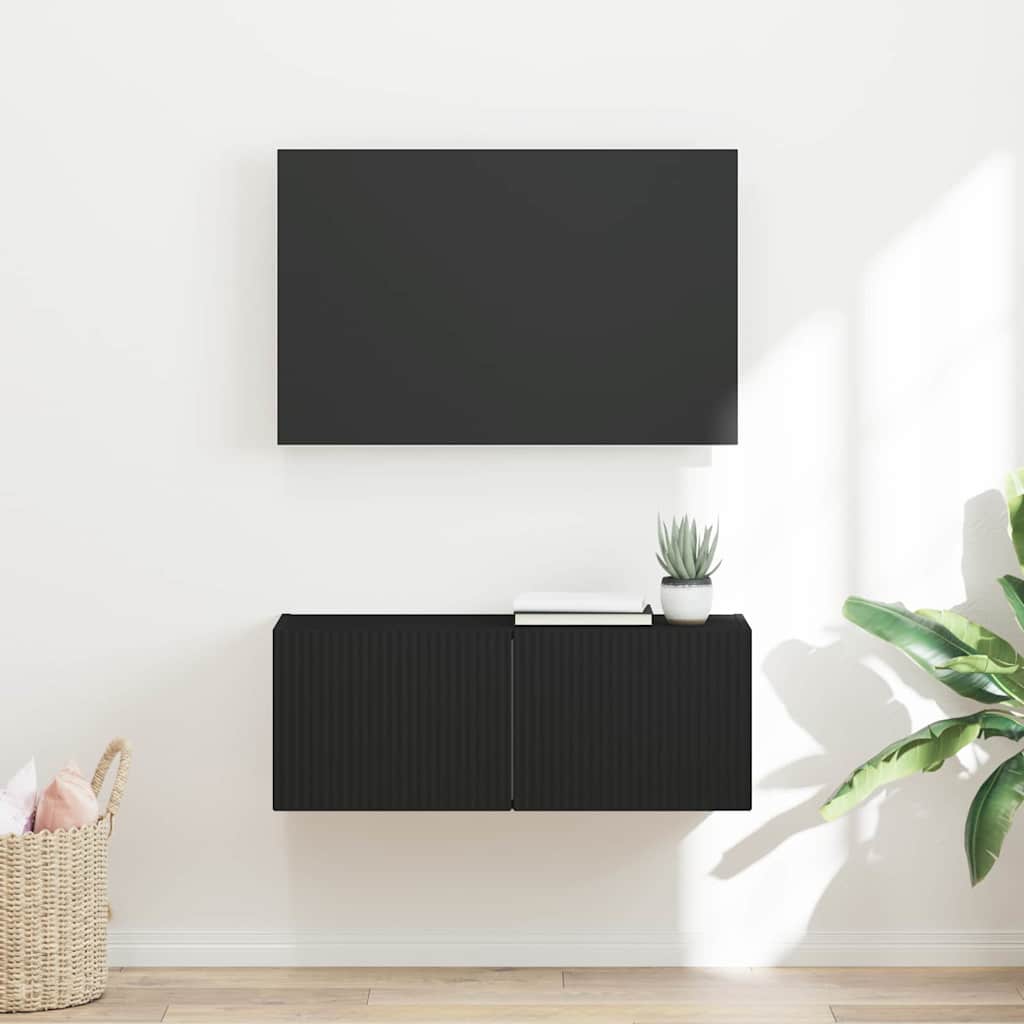 vidaXL Ντουλάπι Τηλεόρασης Τοίχου 78,5 x 30 x 29,5 cm Μαύρο