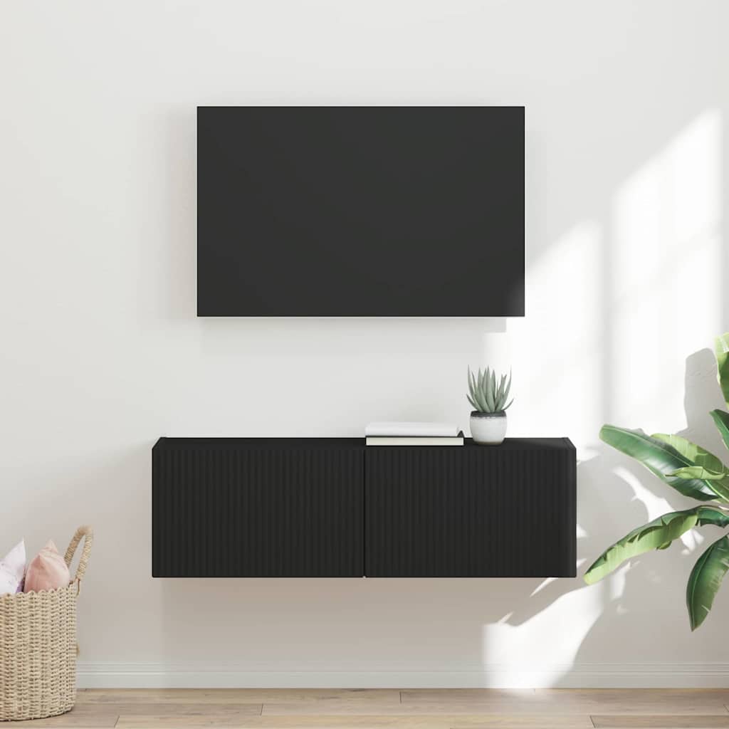 vidaXL Ντουλάπι Τηλεόρασης Τοίχου 98 x 31 x 29,5 εκ Μαύρο