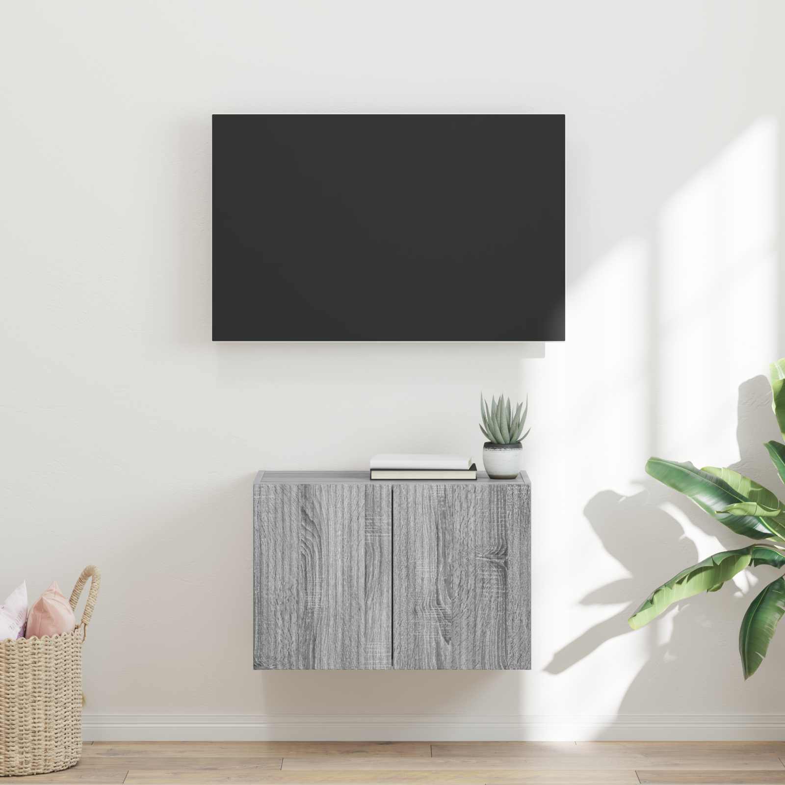 vidaXL Ντουλάπι Τηλεόρασης Τοίχου 59,5 x 31 x 40 εκ Γκρίζο Σονομα
