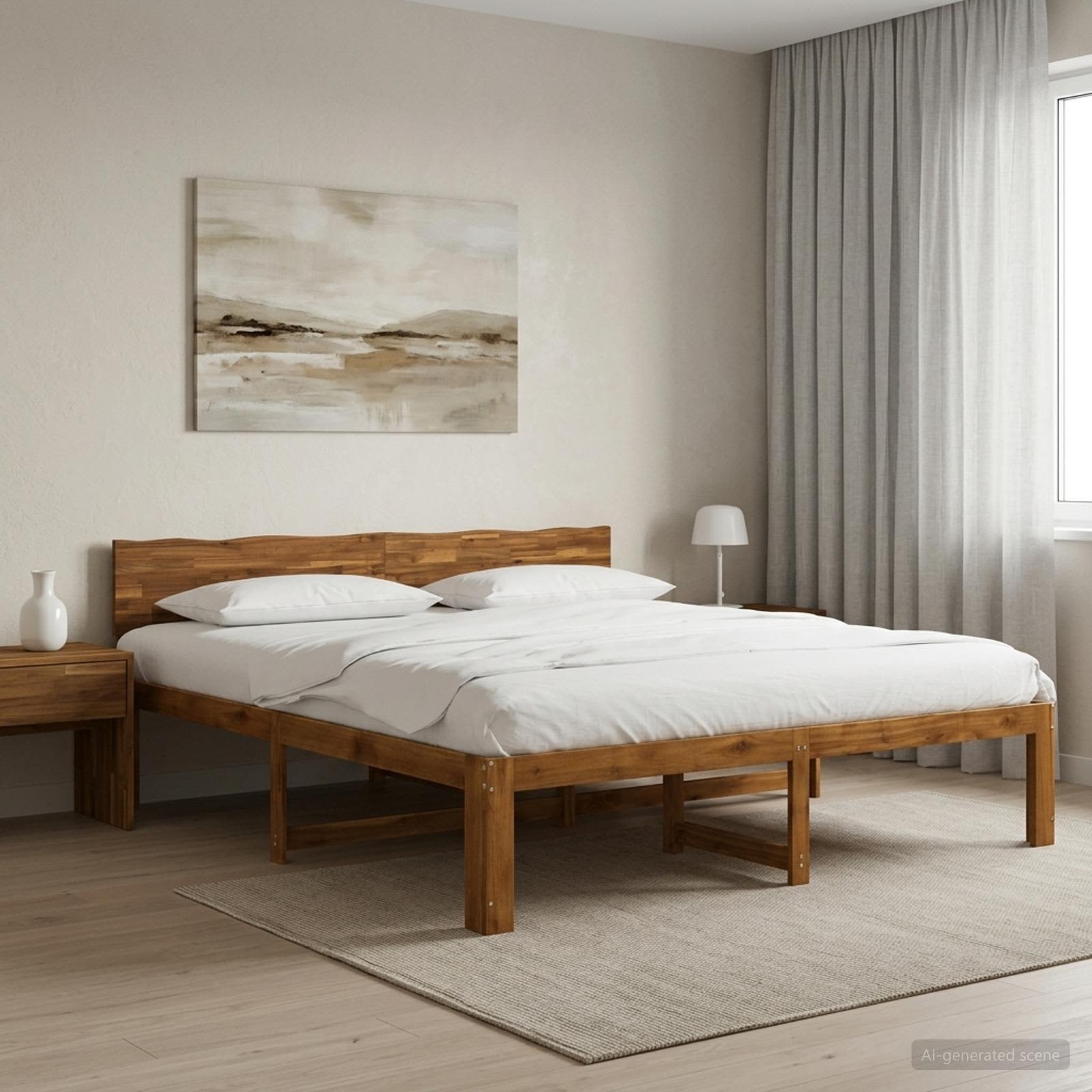 vidaXL Διπλό Κρεβάτι με Κεφαλάρι ROSTOCK Φυσικό 200 x 200 cm