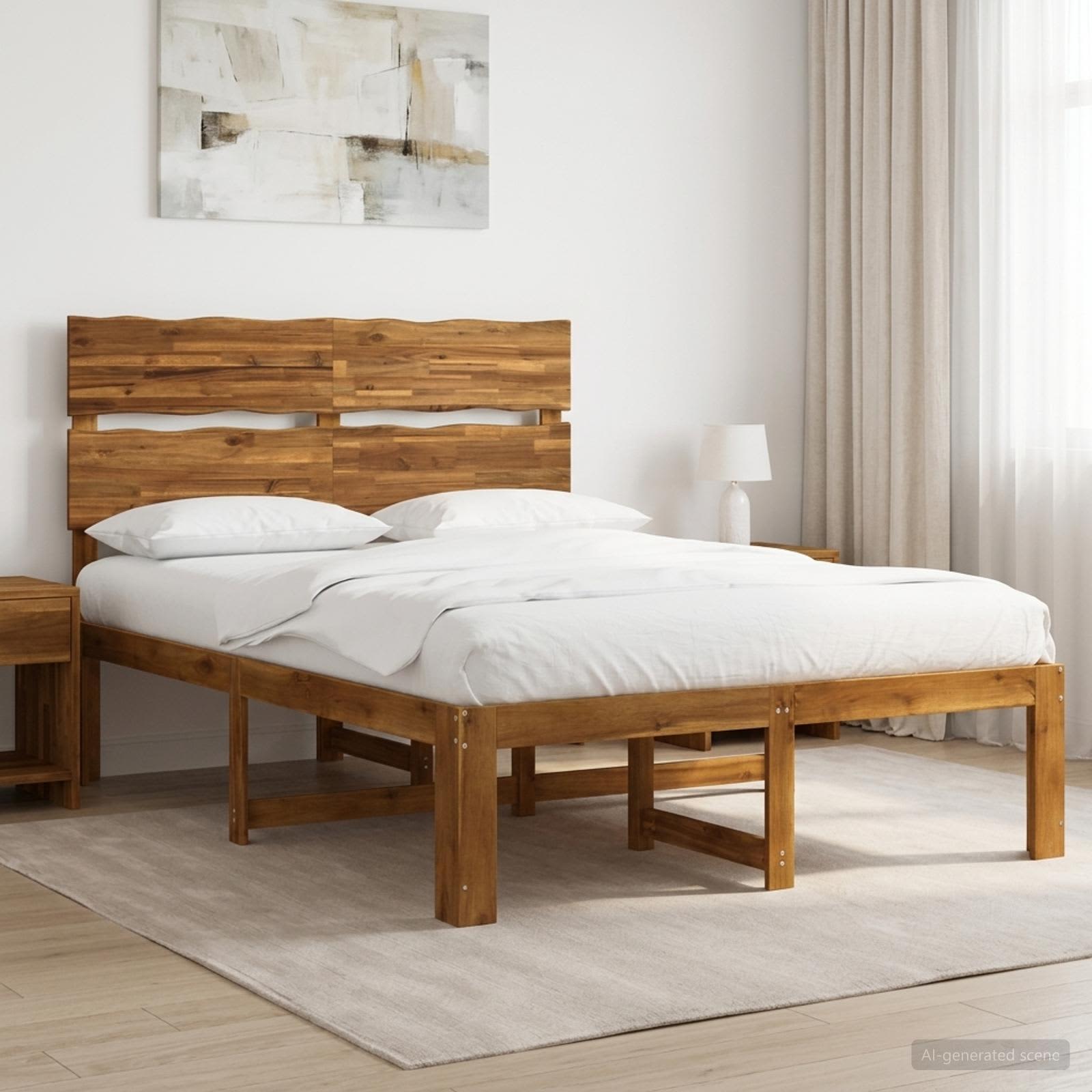 vidaXL Διπλό Κρεβάτι με Κεφαλάρι ROSTOCK Φυσικό 152 x 203 cm
