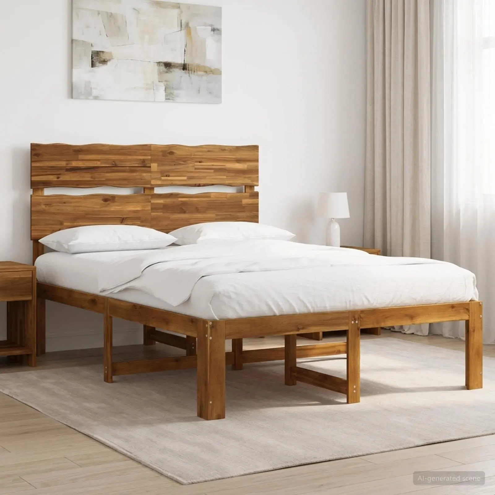 vidaXL Διπλό Κρεβάτι με Κεφαλάρι ROSTOCK Φυσικό 152 x 203 cm