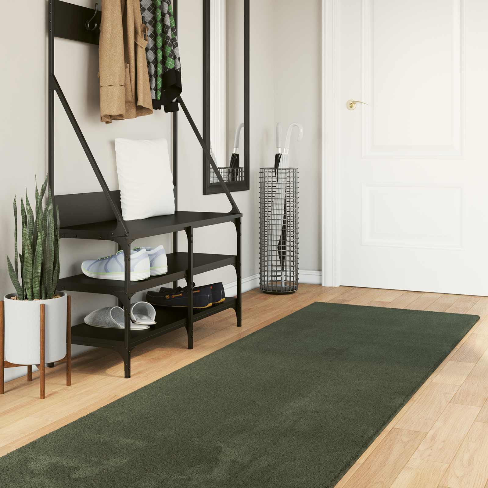 vidaXL Χαλί HUARTE Δασικό Πράσινο 80 x 300 cm 100% Πολυεστέρας