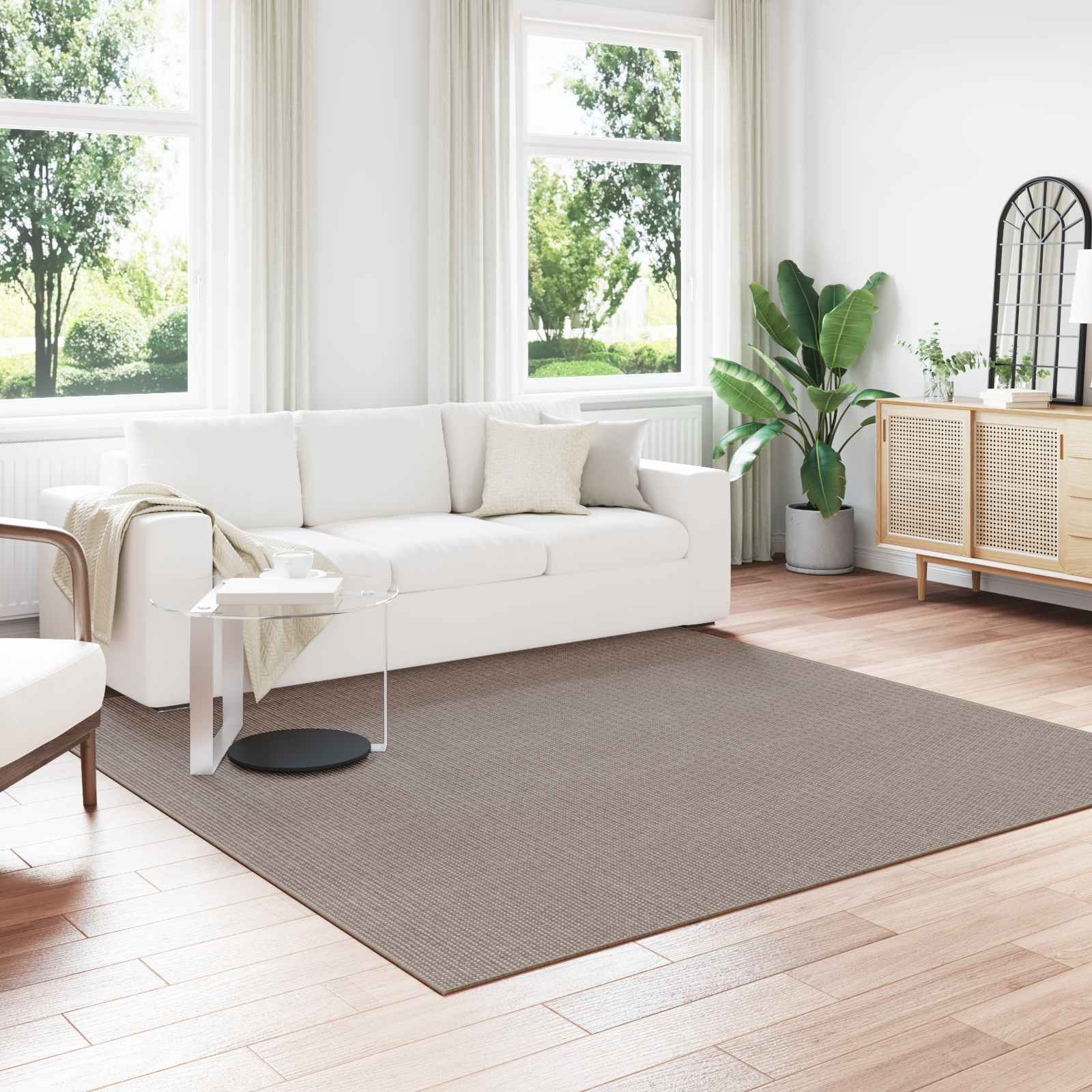vidaXL Χαλί εσωτερικού χώρου LUGO Κρέμα και Ταπεί 240 x 240 cm