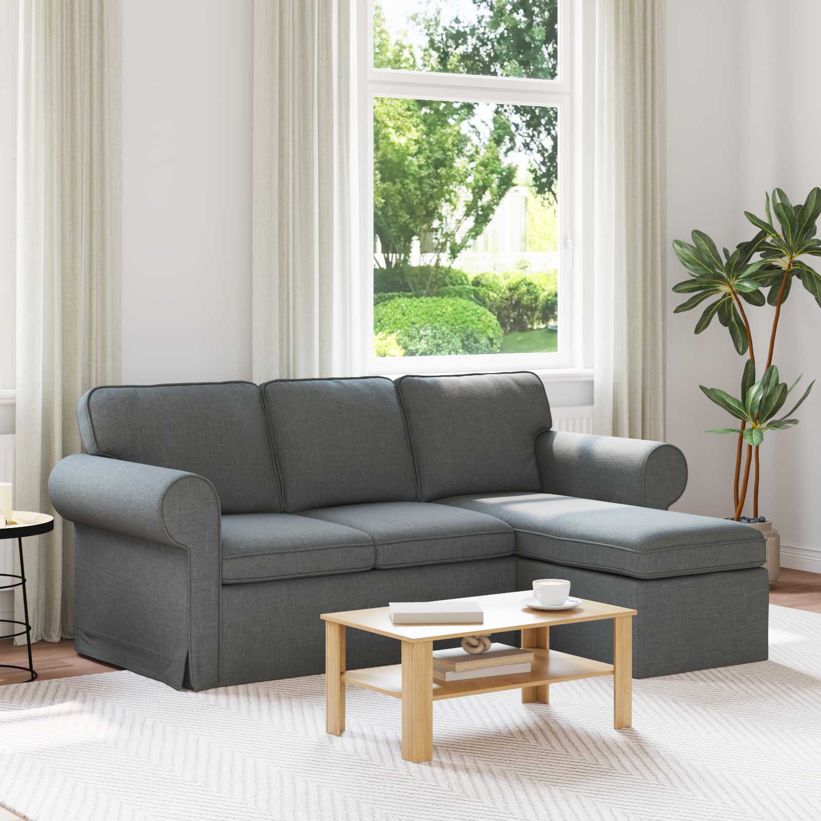 vidaXL Καναπές Σκούρο Γκρι 195 x 138 x 80 εκ ύφασμα