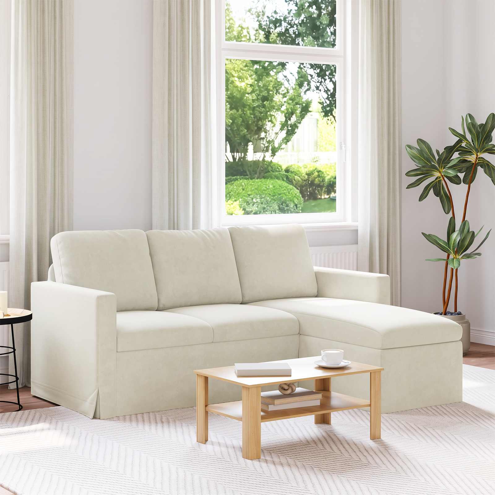 vidaXL Καναπές Κρεμ 178 x 134 x 80 εκ Βελούδο