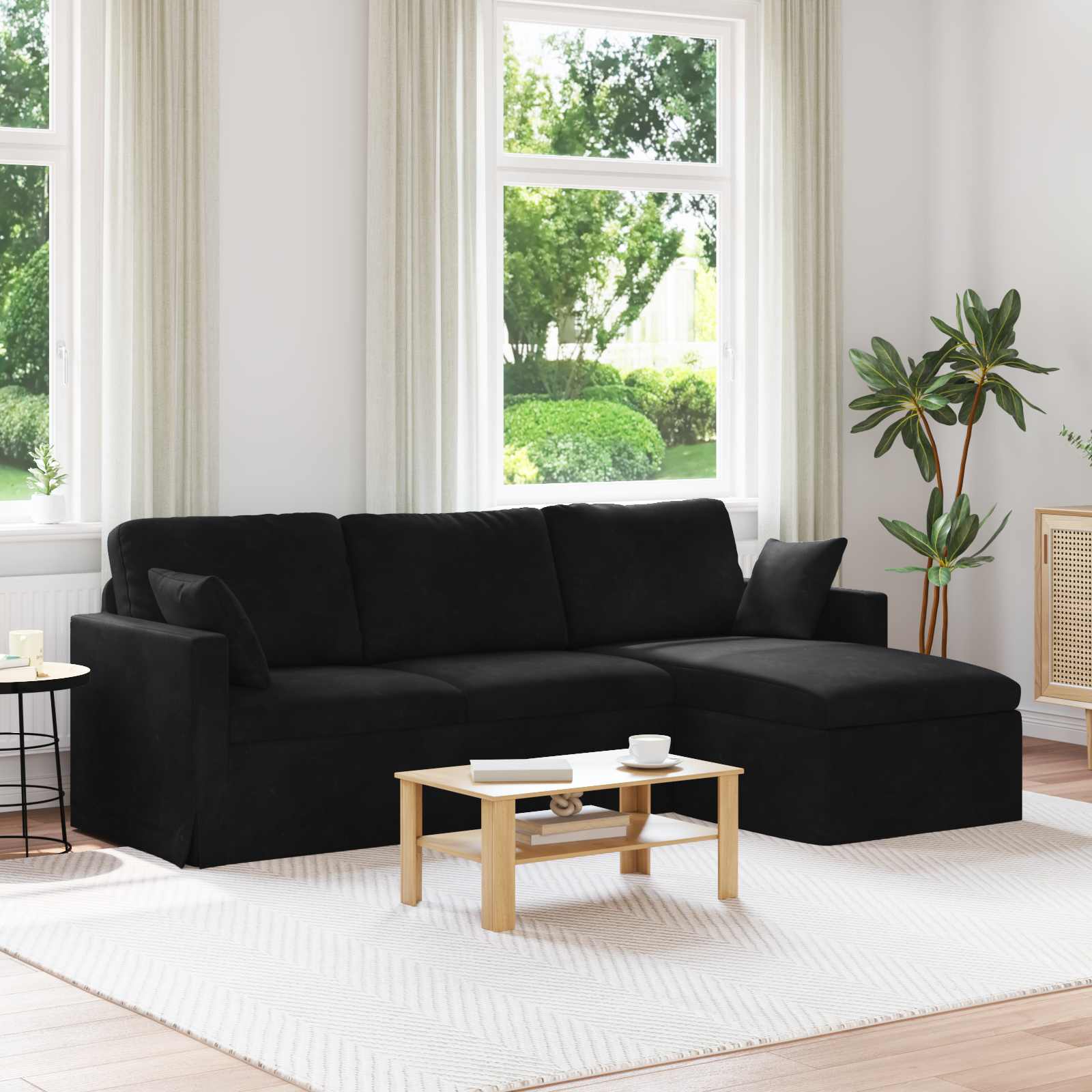 vidaXL Καναπές Μαύρο 228 x 134 x 80 εκ Βελούδο