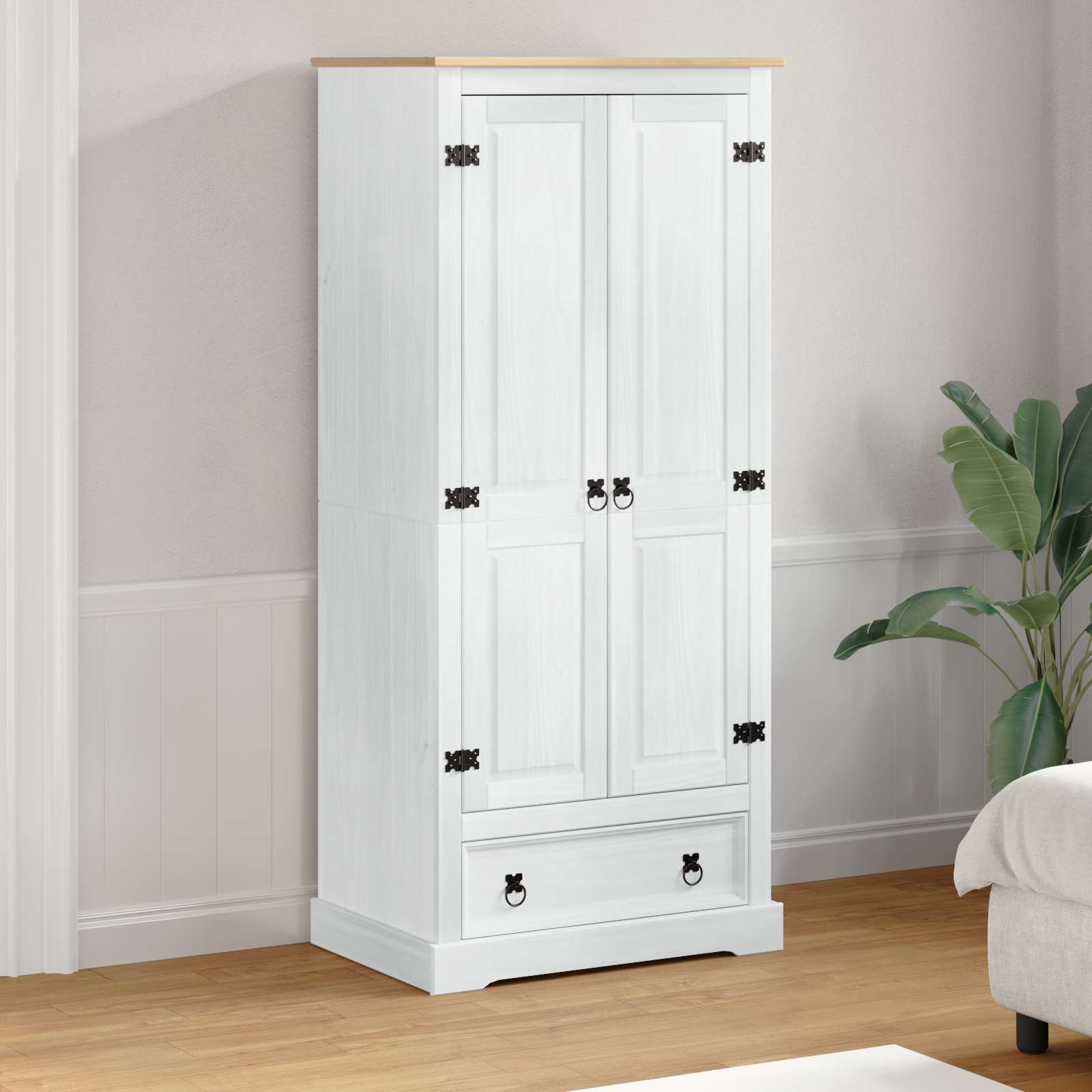 vidaXL Ντουλάπες με ράφι Λευκό 76 x 50 x 170 εκ. Στερεά ξυλεία πεύκου