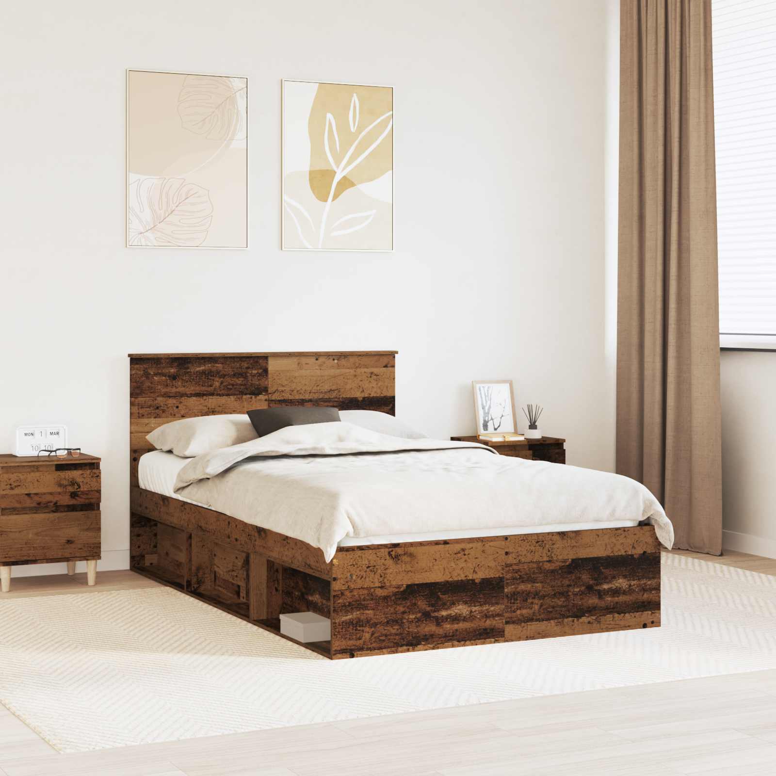 vidaXL Σκελετός Κρεβατιού Παλιό ξύλο 120 x 190 cm Επεξεργασμένο ξύλο