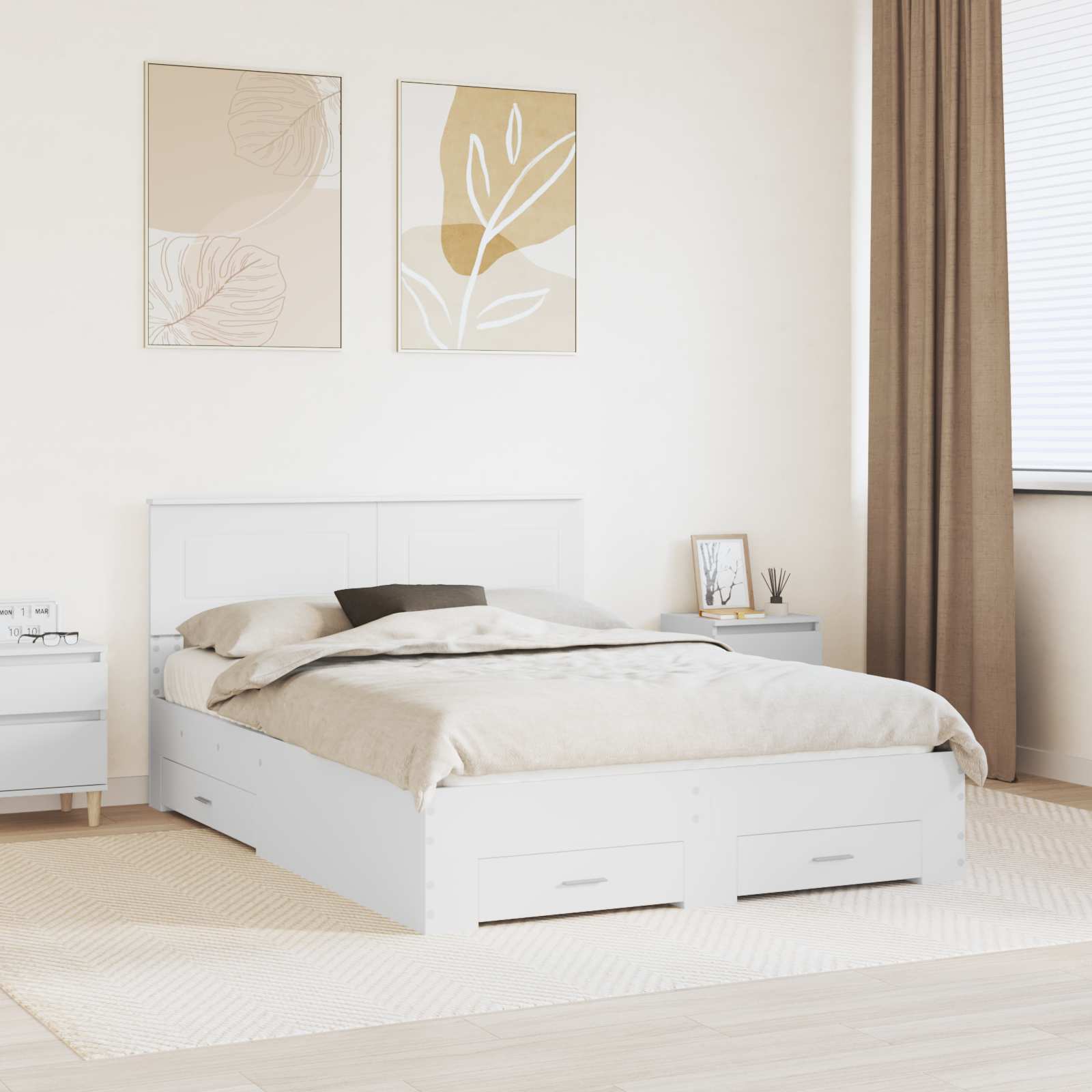 vidaXL Σκελετός Κρεβατιού Λευκό 140 x 200 cm Επεξεργασμένο Ξύλο