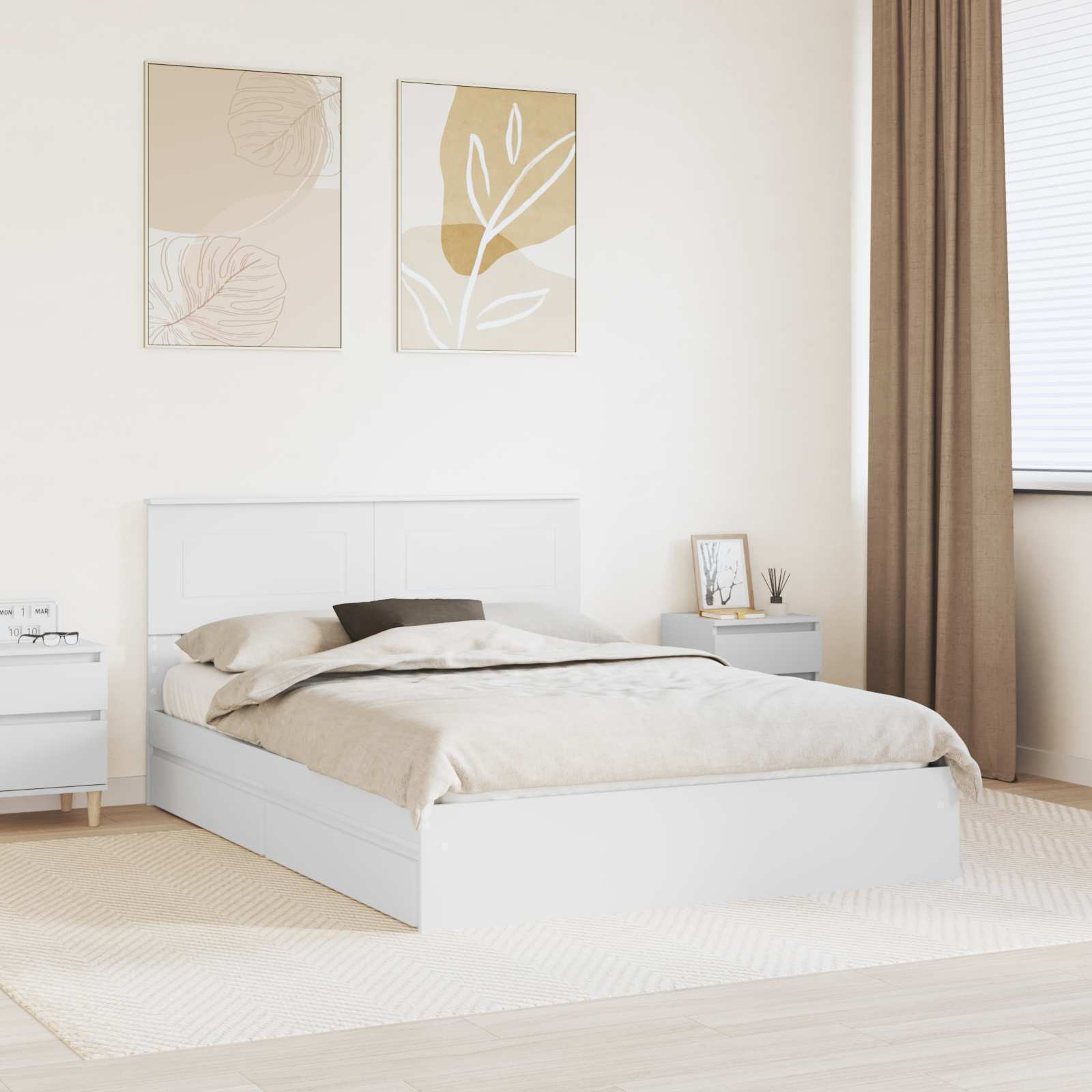 vidaXL Κρεβάτι Αποθήκης Λευκό 140 x 200 cm Επεξεργασμένο Ξύλο
