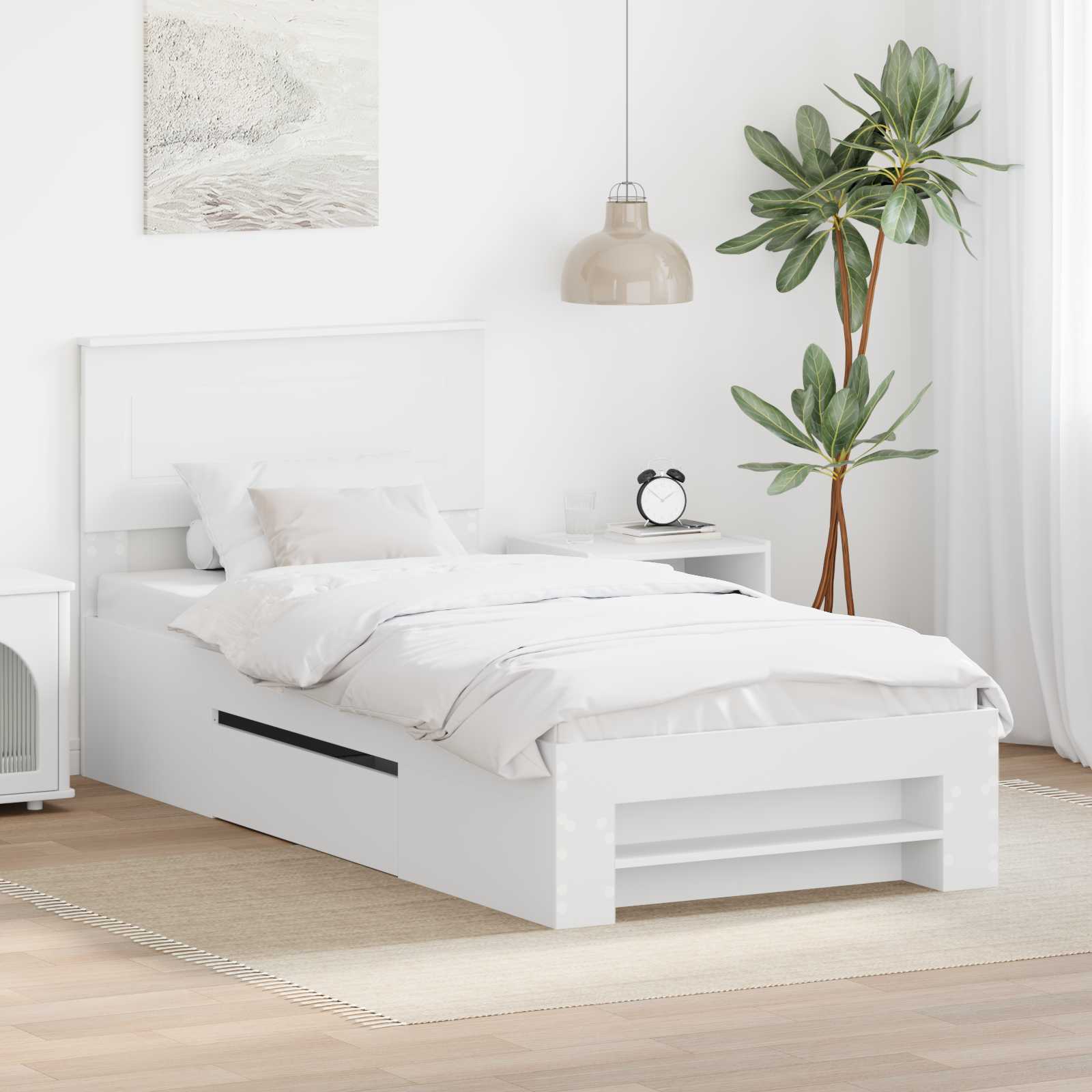 vidaXL Σκελετός Κρεβατιού Λευκό 90 x 200 cm Επεξεργασμένο Ξύλο
