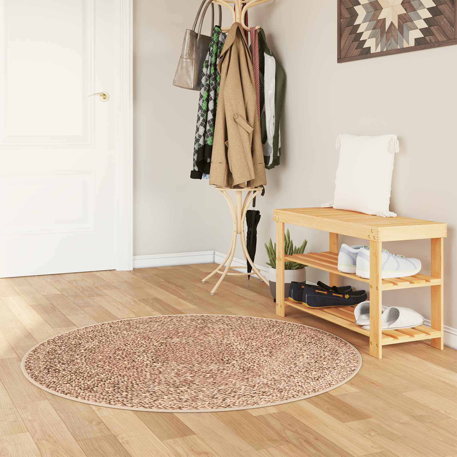 vidaXL Χαλί Runner MARSA Καφέ 120 x 120 cm Πολυέστερ και PVC