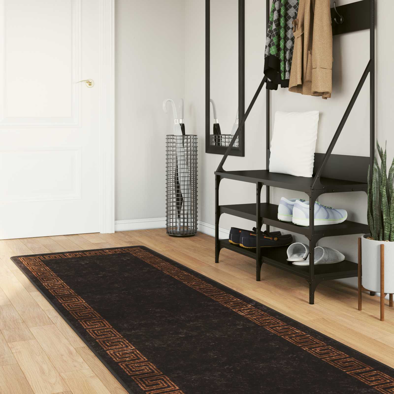 vidaXL Χαλί Runner MARSA Μαύρο 100 x 450 εκ. Πολυέστερ και PVC