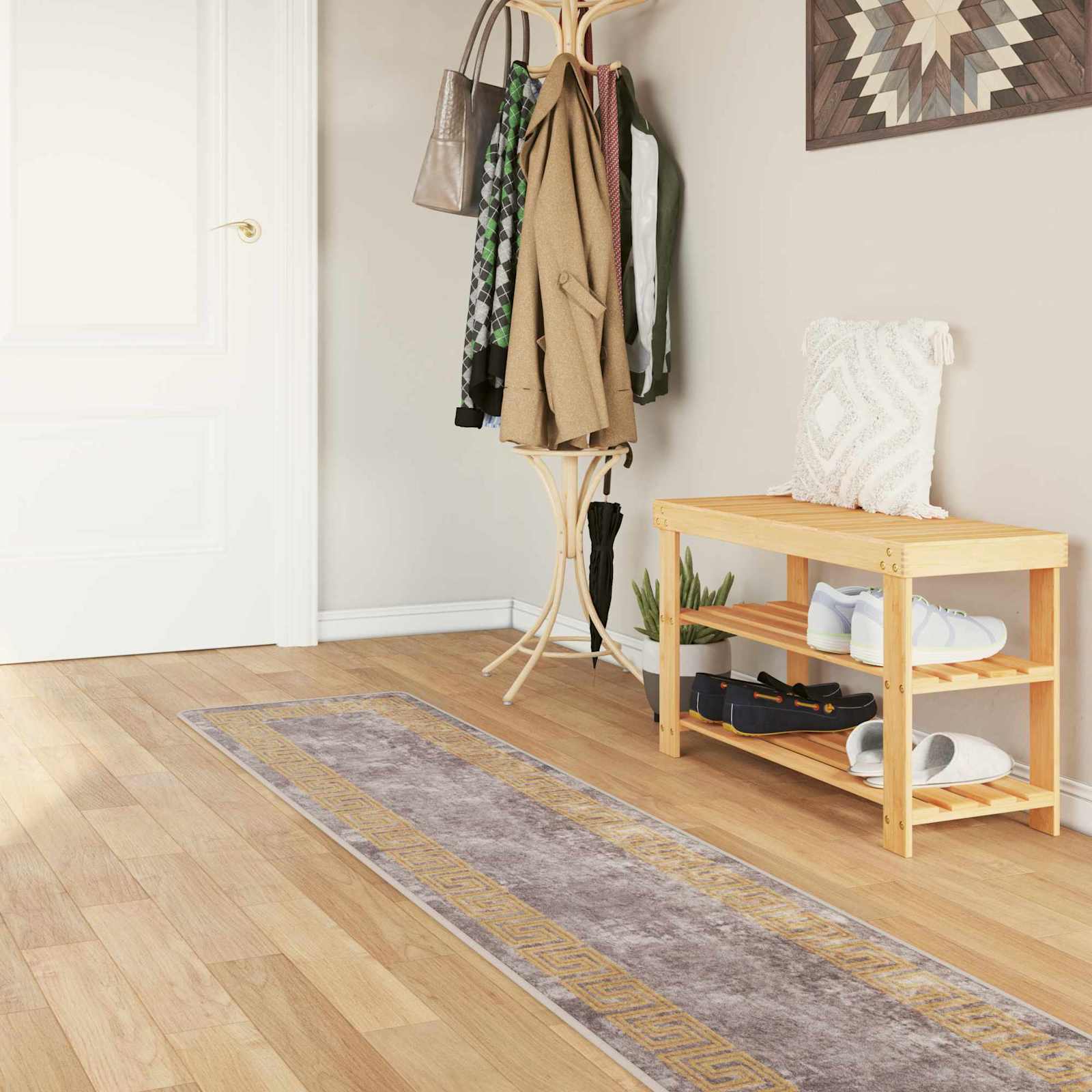 vidaXL Χαλί Runner MARSA Γκρι και Χρυσό 50 x 350 εκ. Πολυέστερ και PVC