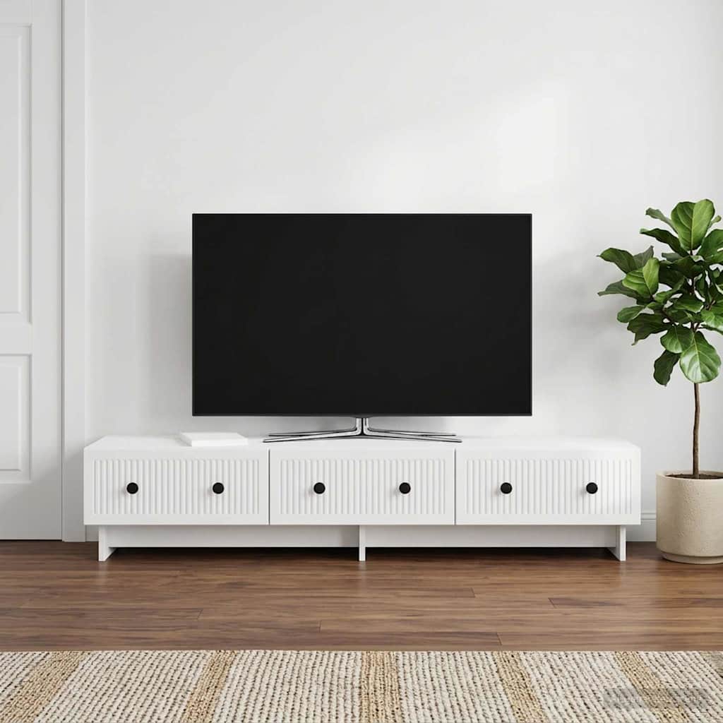 vidaXL Ντουλάπι TV 147 x 34,5 x 30 εκ Γυαλιστερό Λευκό