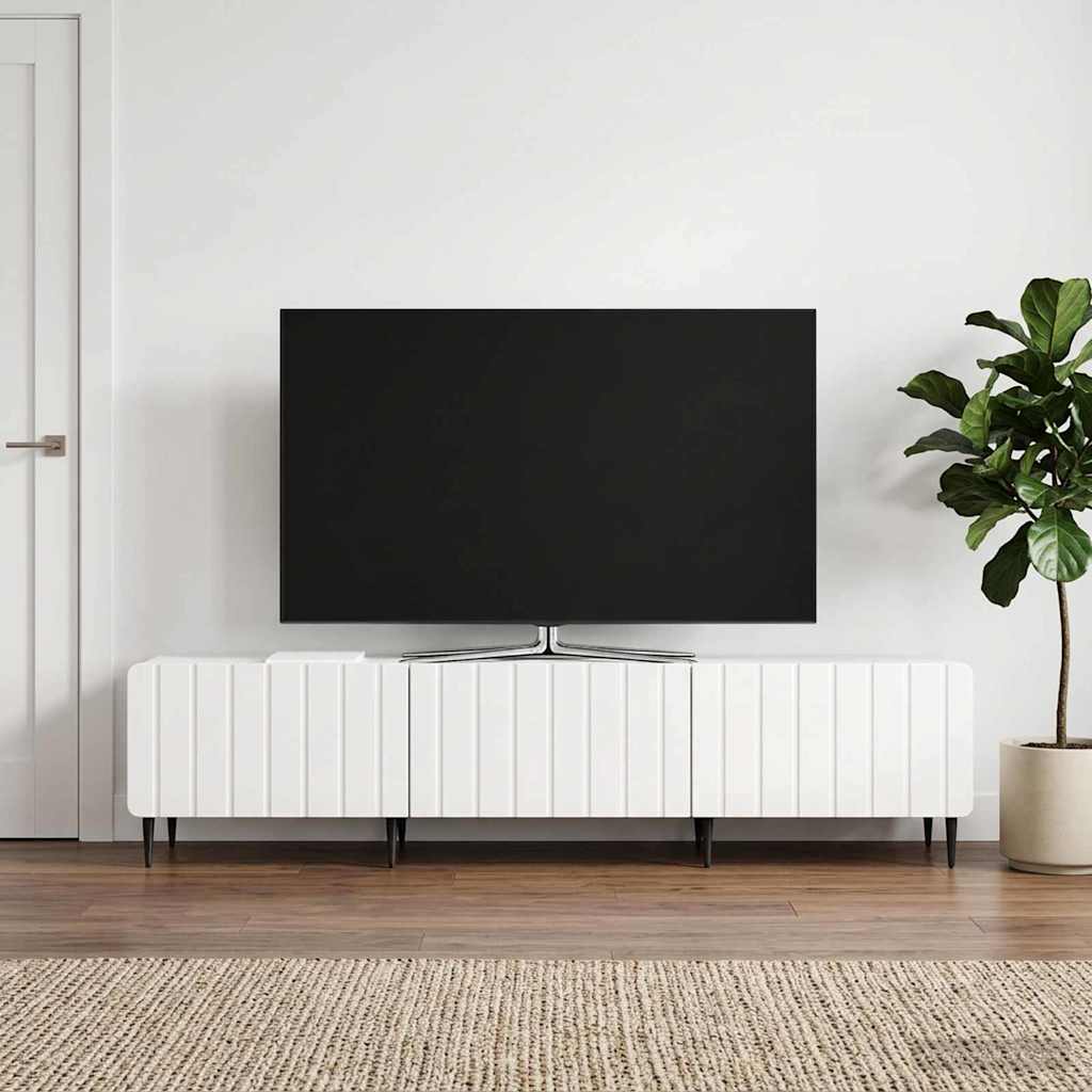 vidaXL Ντουλάπι TV με συρτάρι Γυαλιστερό Λευκό 147 x 34,5 x 32 εκ