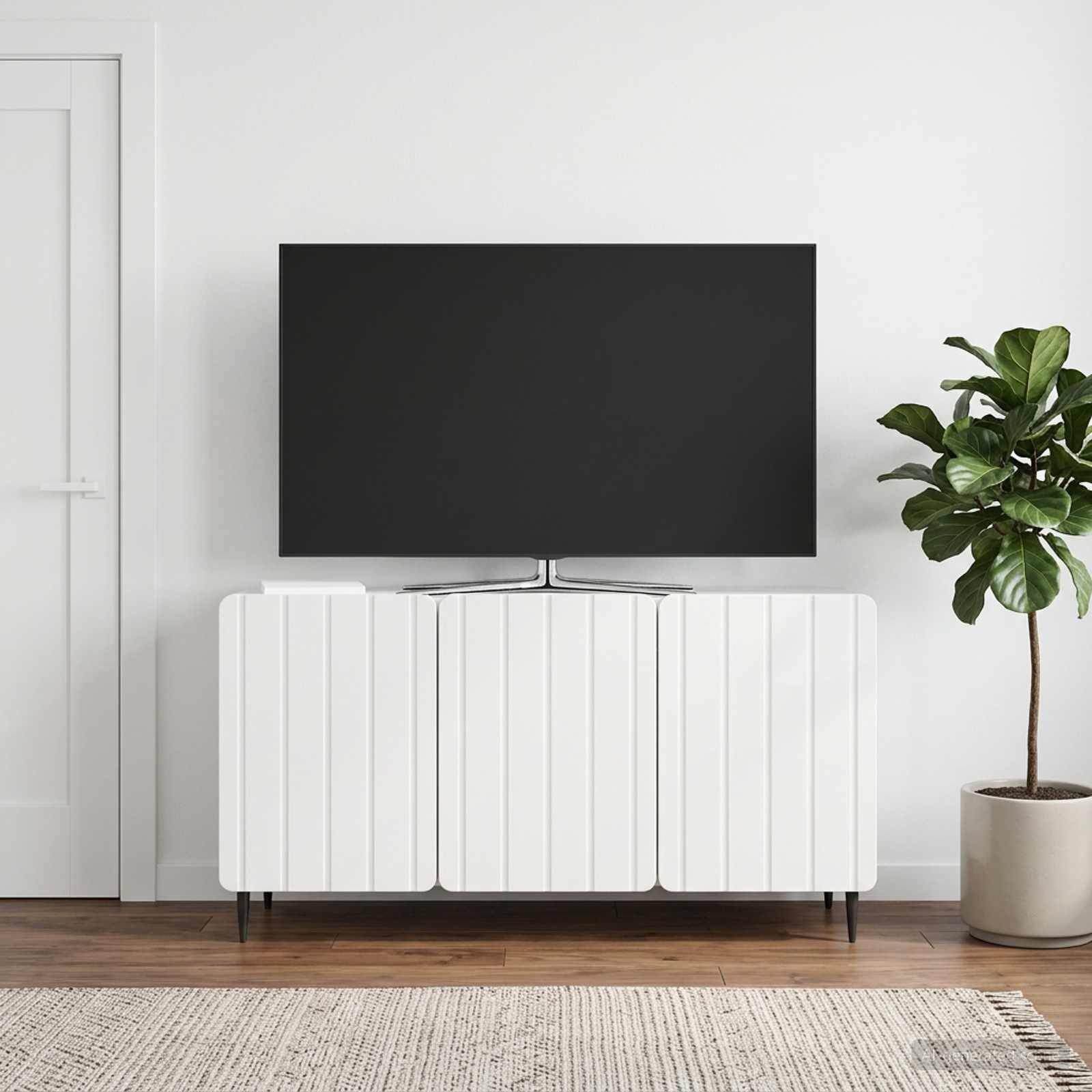 vidaXL Ντουλάπι TV 99 x 34,5 x 52 cm Γυαλιστερό Λευκό