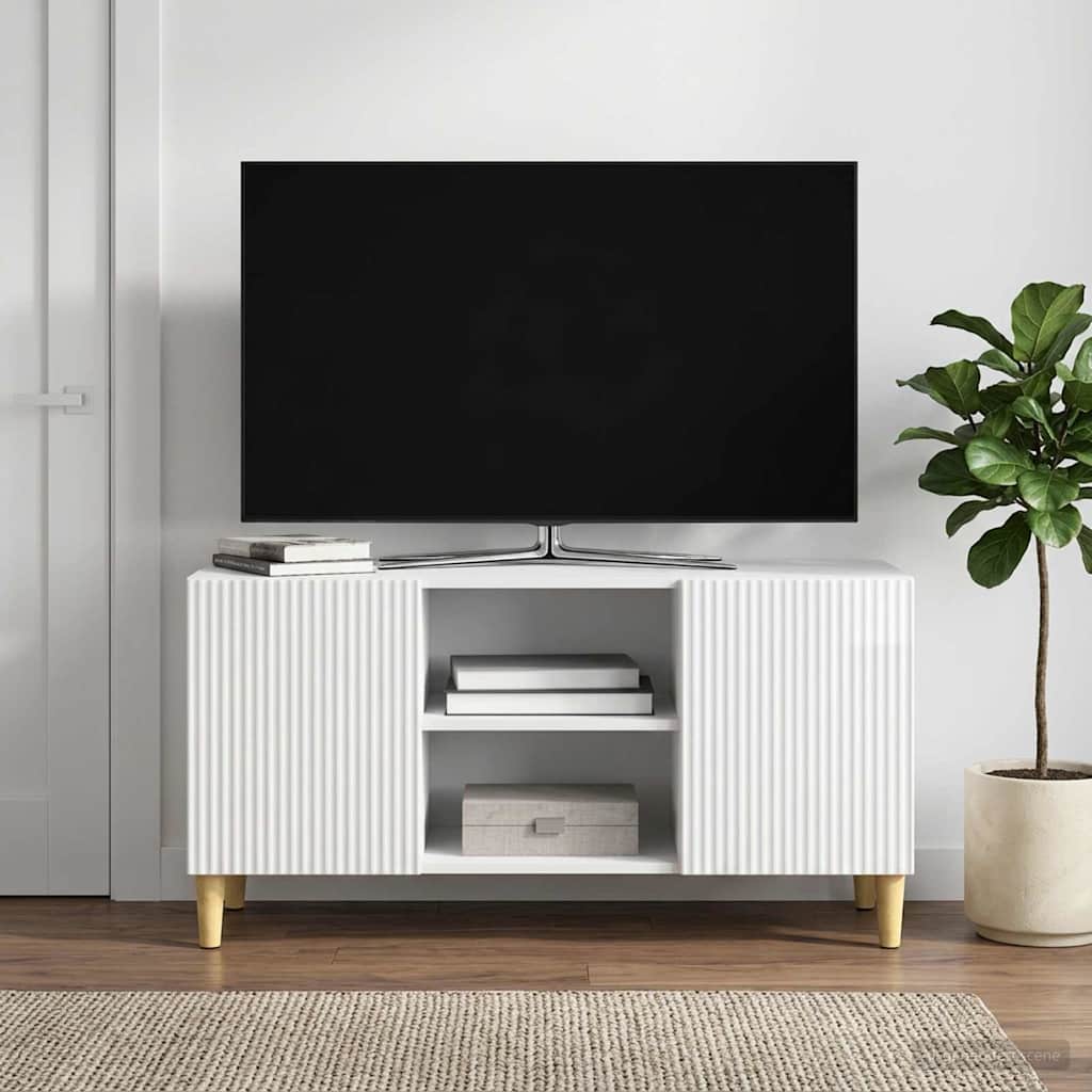 vidaXL Ντουλάπι TV 102 x 34,5 x 50 εκ. Γυαλιστερό Λευκό