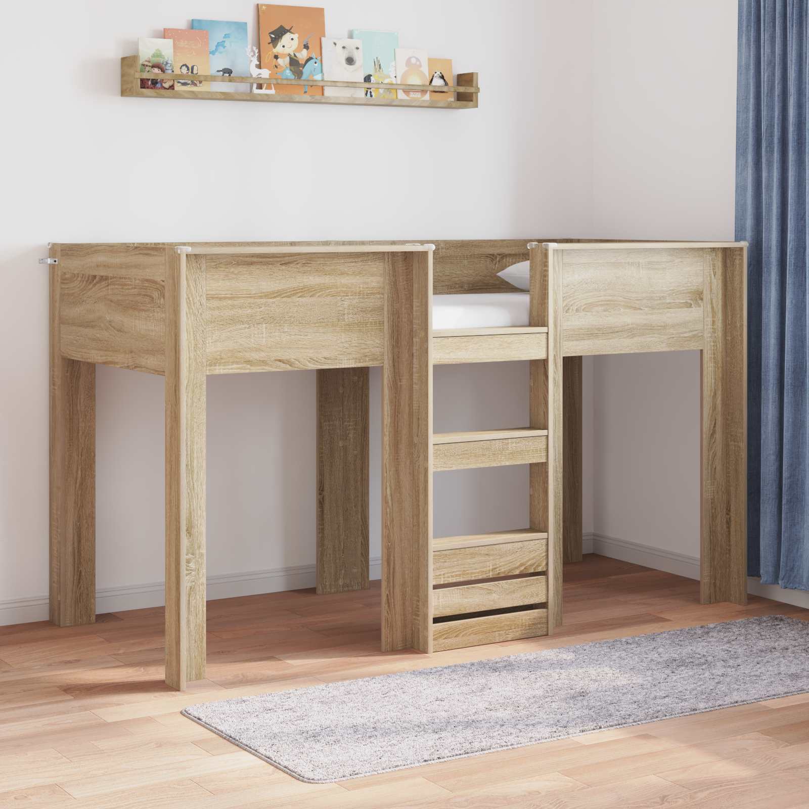 vidaXL Κρεβάτι Κουκέτα για Παιδιά Δρύς Sonoma 75 x 190 cm