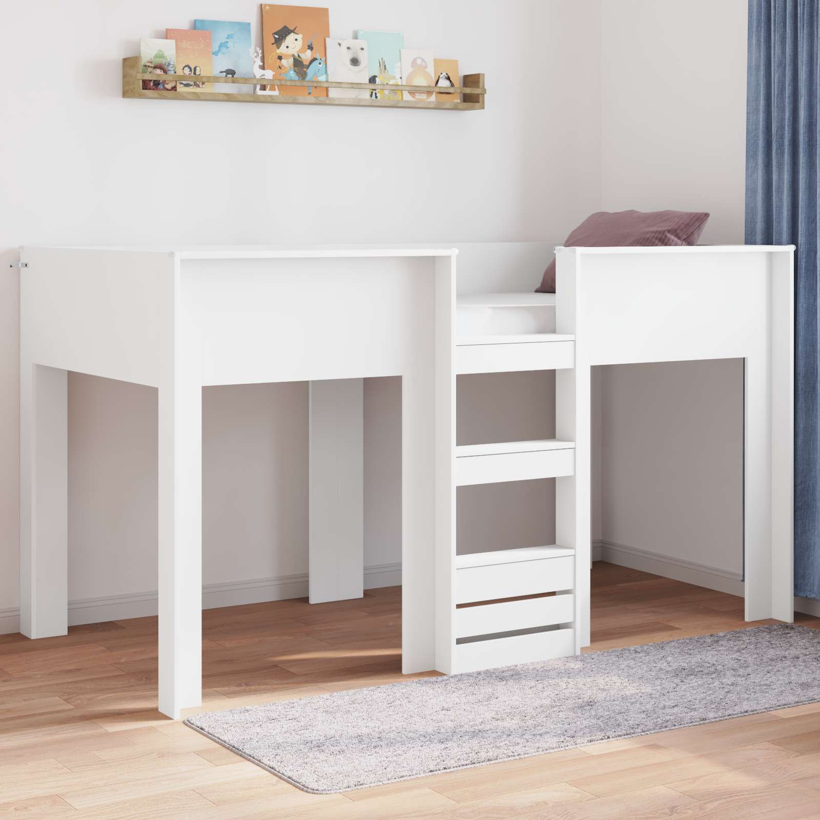 vidaXL Κρεβάτι Κουκέτα για Παιδιά Λευκό 90 x 190 cm Επεξεργασμένο ξύλο