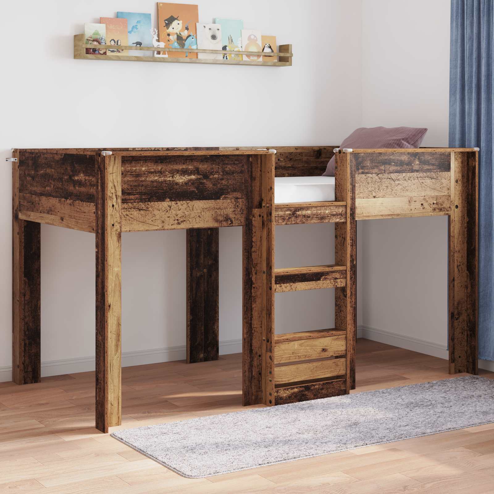 vidaXL Κρεβάτι Κουκέτα για Παιδιά Παλιό ξύλο 90 x 200 cm