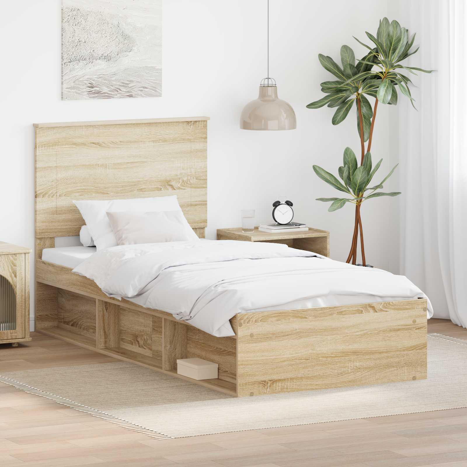 vidaXL Σκελετός Κρεβατιού Δρύς Sonoma 75 x 190 cm Στερεά ξυλεία πεύκου
