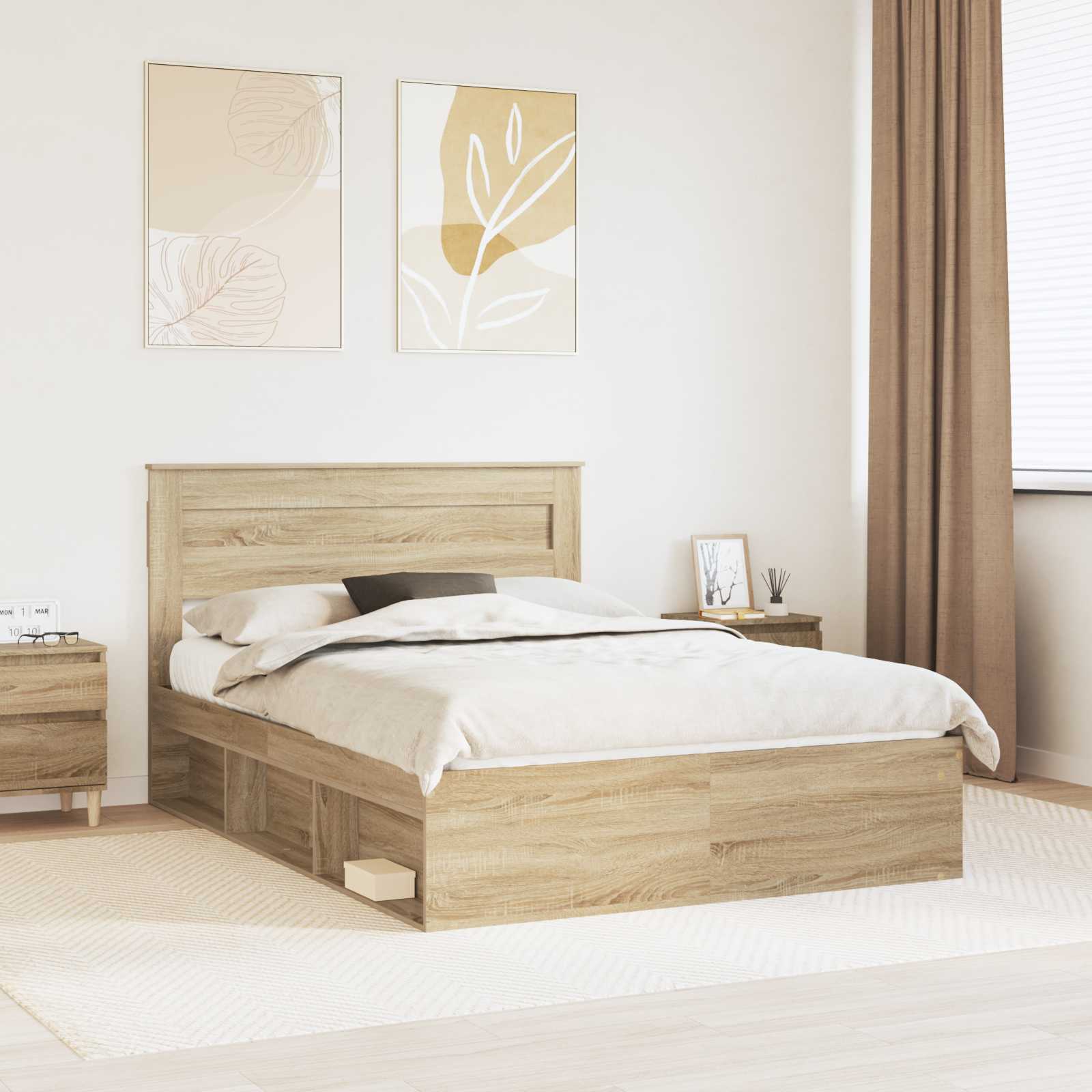 vidaXL Σκελετός Κρεβατιού Sonoma Δρυς 140 x 190 cm Επεξεργασμένο Ξύλο